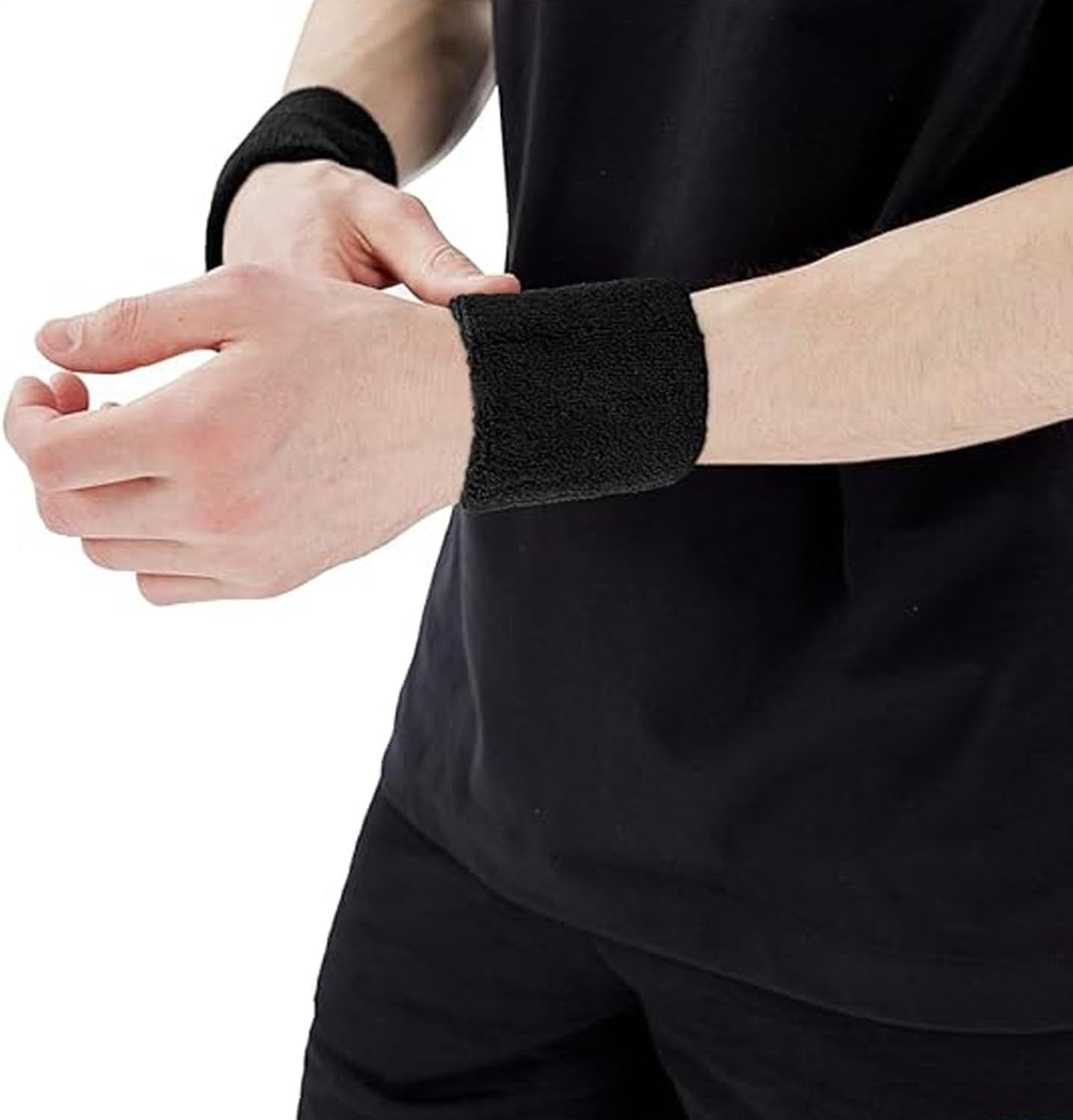 12 Pcs Absorbent Wrist Sweatbands for Athletic Men and Women, Tennis Wrist Sweat Bands for Gym & Running-Wicking Wristbands for Exercise for Sports Tennis Gym Basketball image number 4