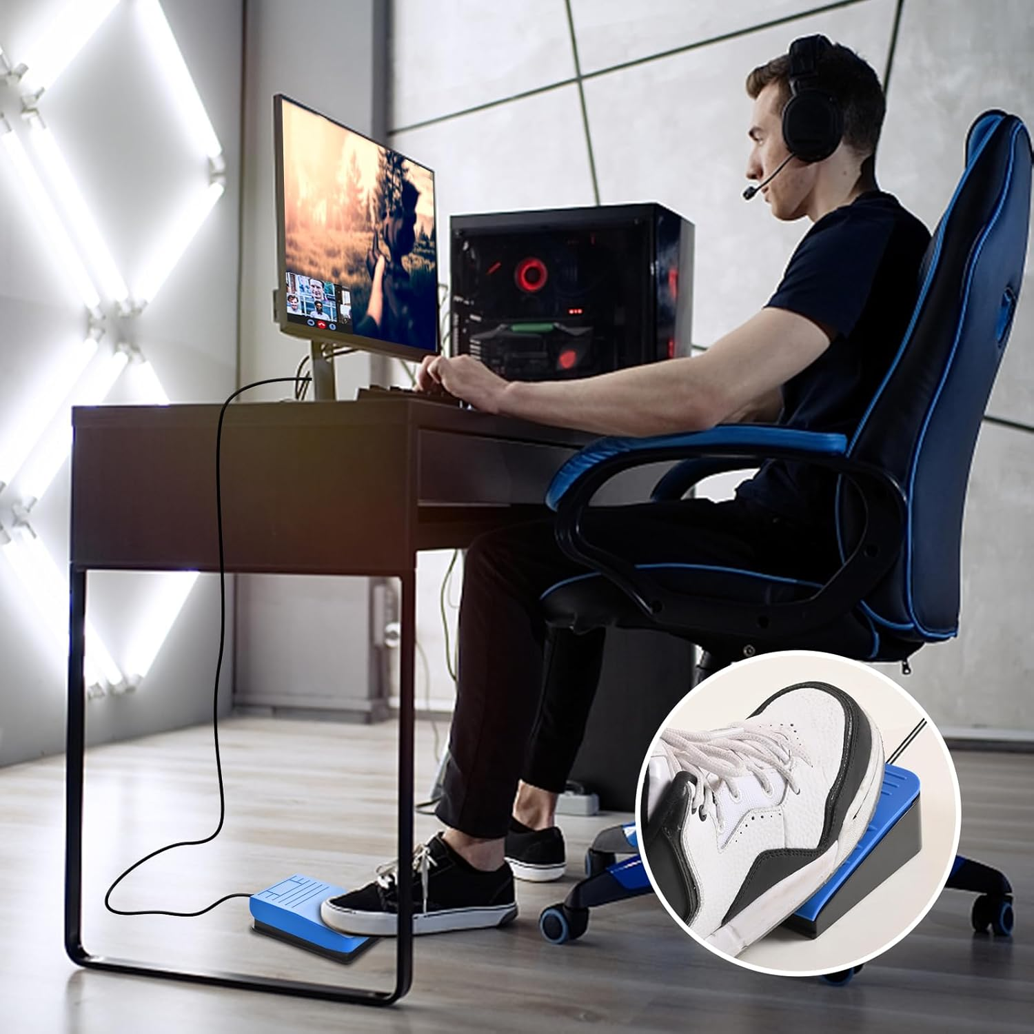 Ikkegol 2023 Upgraded USB Foot Pedal Switch - Hands-Free Control PC Footswitch Customized Programmable Keyboard Mouse Hotkey for Gaming Transcription HID, 10716C - Single Pedal image number 5