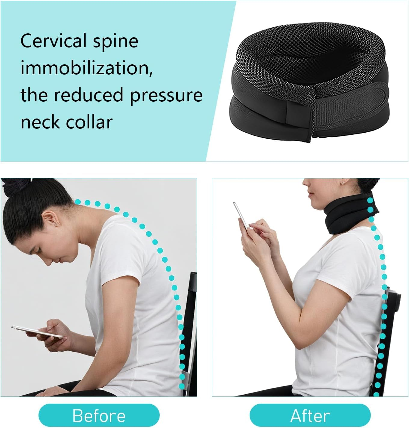 Anti Snoring Neck Support Brace &ndash; Adjustable Cervical Neck Brace & Collar for Pain Relief, Neck Traction Device for Sleeping &ndash; Ergonomic V-Shaped Design, Breathable Ice-Silk Fabric (42Cm) image number 6