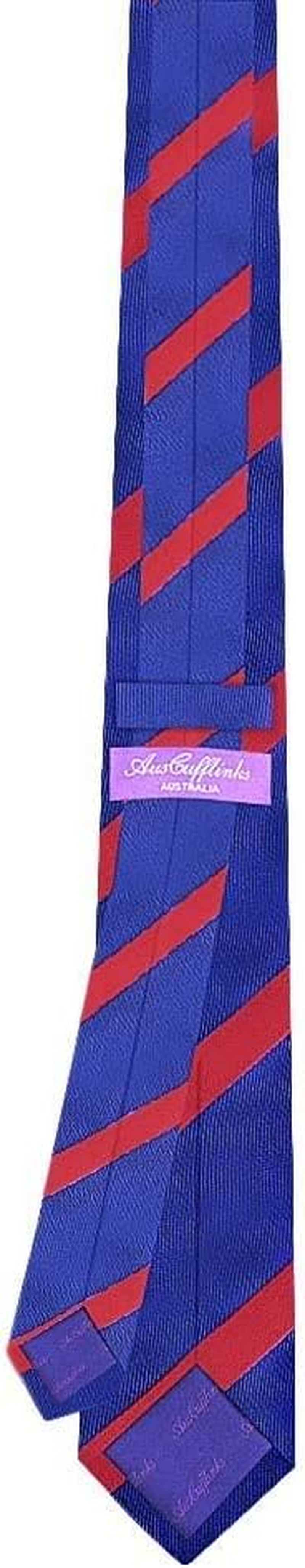 Navy Red Stripe Skinny Tie | 5 Year Warranty | Gifts for Men | Groomsmen Ties Set image number 1
