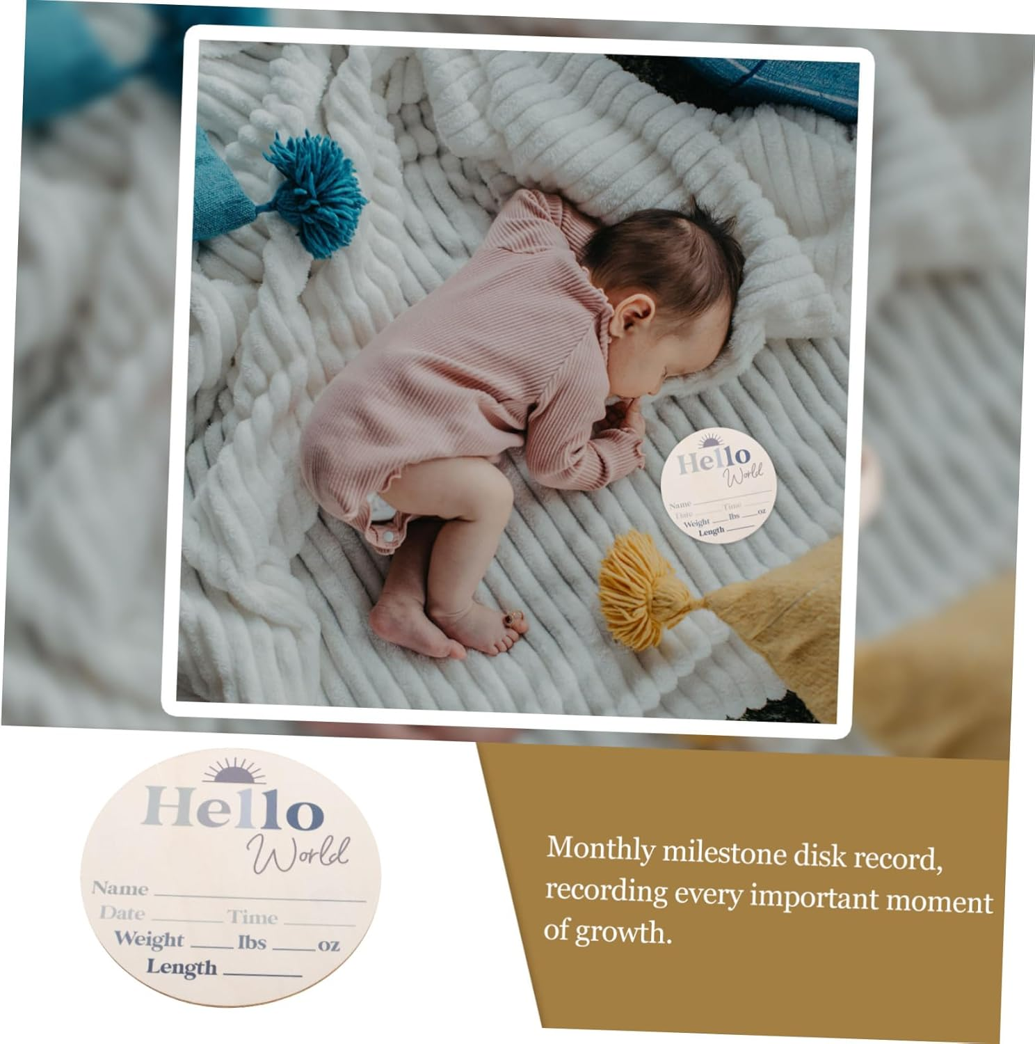 YARNOW Wooden Baby Milestone Discs Newborn Announcement Sign Monthly Growth Cards for Infant Birth Celebration Baby Shower Decoration