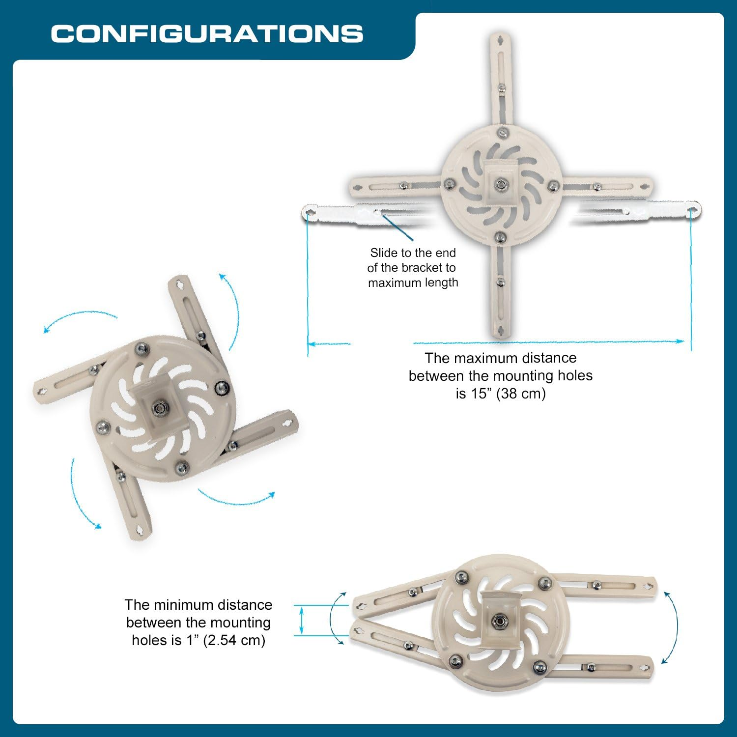 Qualgear Qg-Pm-002-Wht-S Projector Ceiling Mount Accessory, White