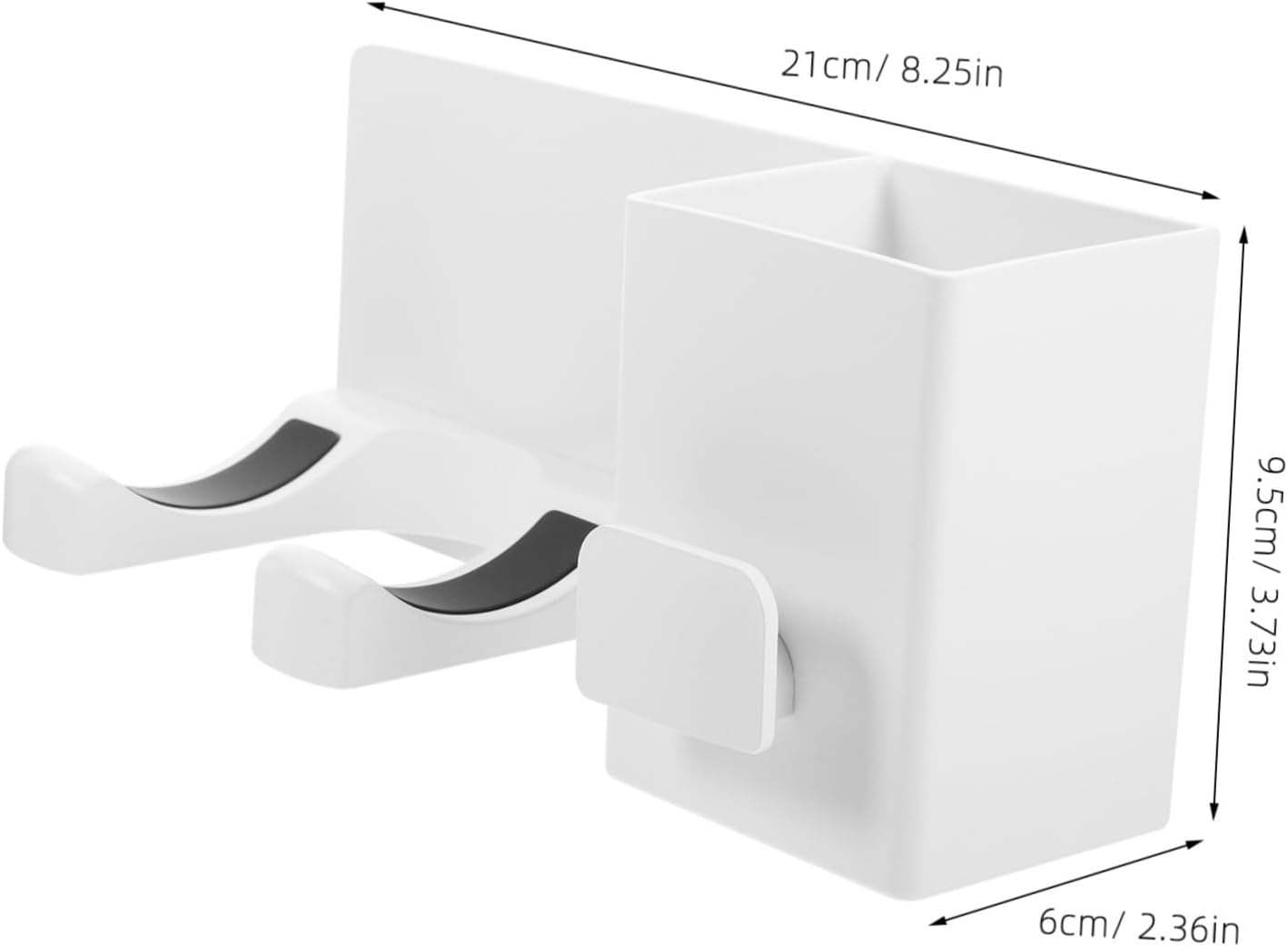 SHOWERORO Hair Dryer Wall Mount Holder with Storage Shelf, Adhesive No-Drill Bathroom Hair Tool Organizer Rack, White Space-Saving Blow Dryer Hook for Home Use image number 5