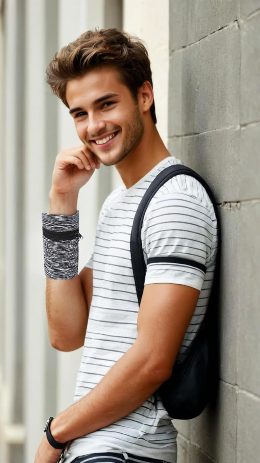 2-Pack Wrist Wallets with Zipper Pockets Lightweight Phone Armbands for Cash, Keys, ID for Running, Hiking, Jogging, Travel Secure & Comfortable Cellphone Sleeves image number 5