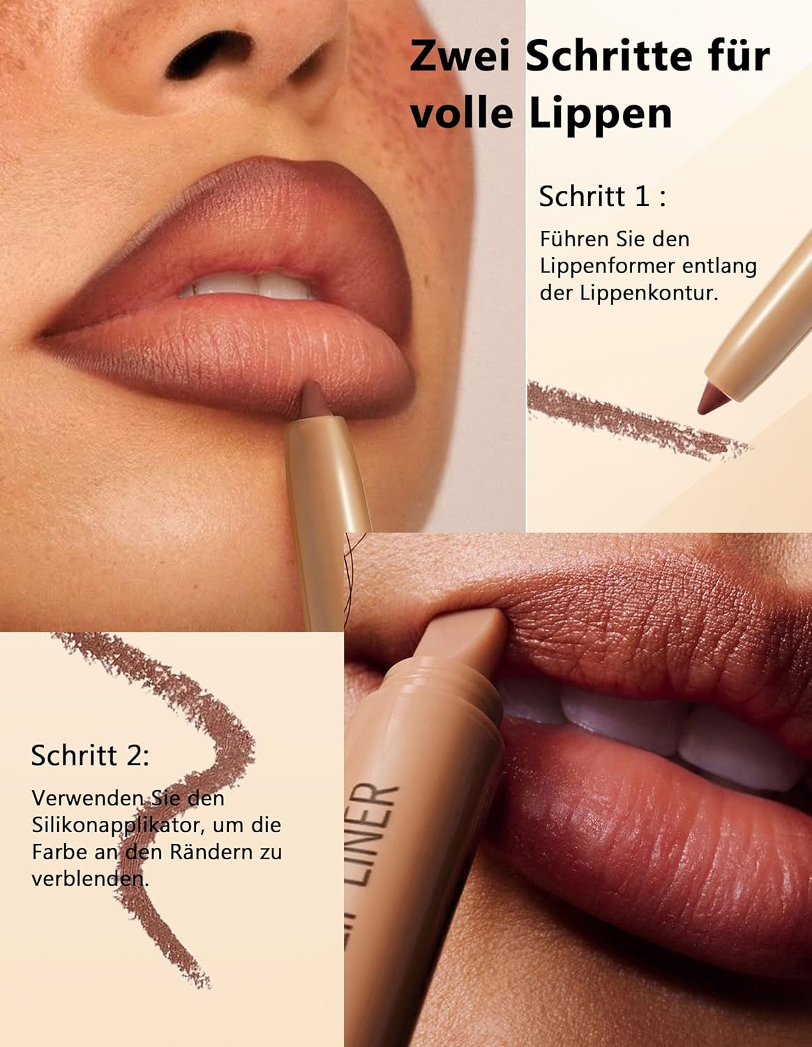 Erinde Matte Lip Liner Pencil with Brush, Rotating Lip Liner, Long-Lasting and Highly Pigmented, Smudge-Proof, Smooth Velvet Texture, Contour Your Lips, Vegan #06 image number 6