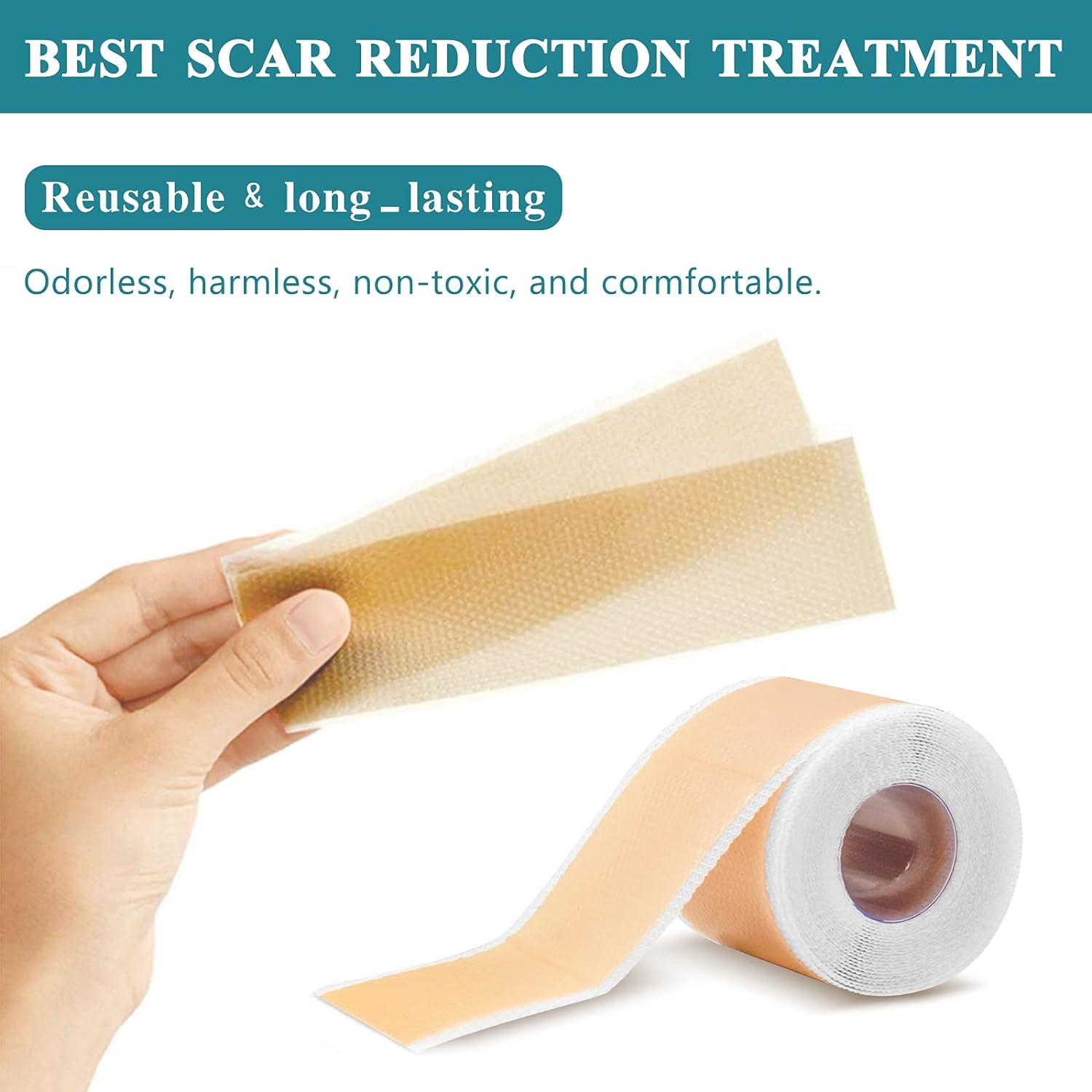 Silicone Scar Sheets, Professional Silicone Scar Sheets,Scar Silicone Tape Strips, Scar Removal Sheets for C-Section,Scar Removal Sheet Long Strips for Acne Burn, Keloid (1.6&rdquo; X 60&rdquo;) image number 4