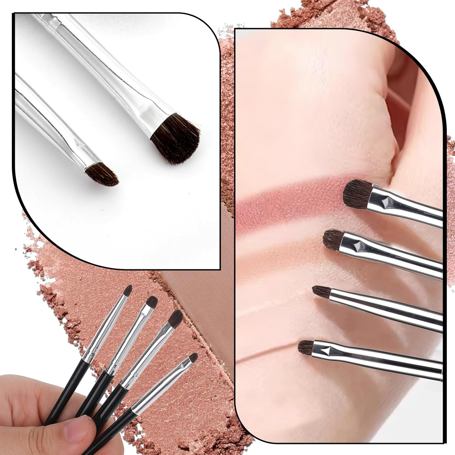 Mini Smudge Brush for Eyeliner Eyeshadow Brushes Eyeliner Brushes for Powder Gel Cream Liquid Concealer Eyeliner Blending Highlighting Brush Concealer Brush Soft Natural Pony Hairbrush Eye Makeup image number 1