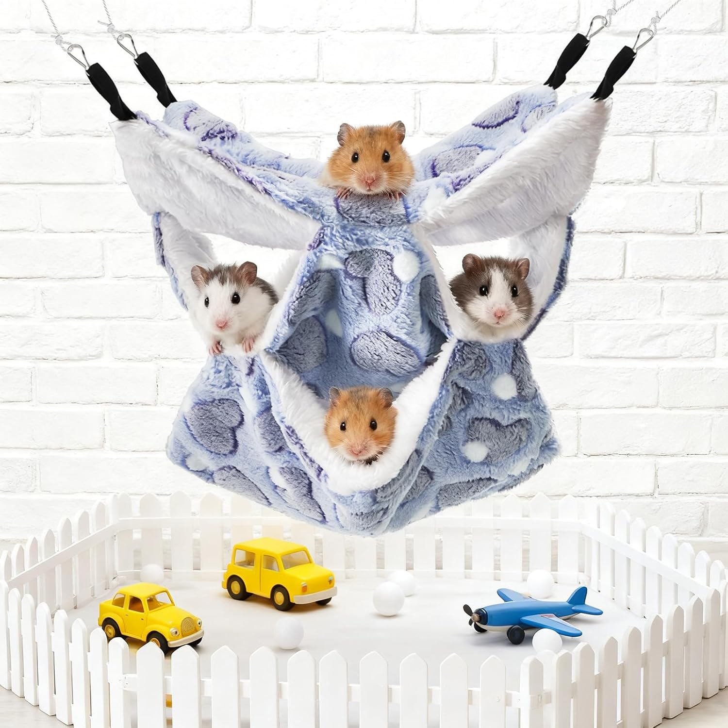Covzoe 5 Pieces Rat Hammocks for Cage, Double Layer Guinea Pig Hideout Bed, Ferret Hammocks Soft Hamster, Playing Sleeping Accessory for Small Animal Chinchilla Squirrel image number 4