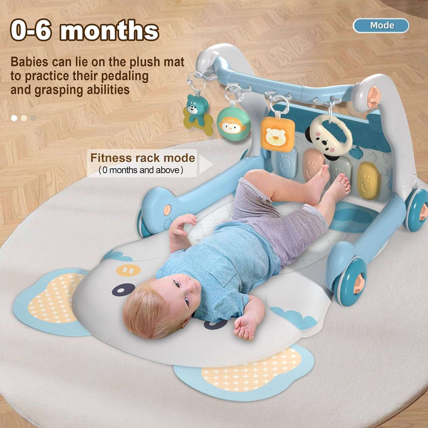 Baby Piano Play Mat & Standing Toy with Musicial and Light (2 in 1) (Blue) image number 3