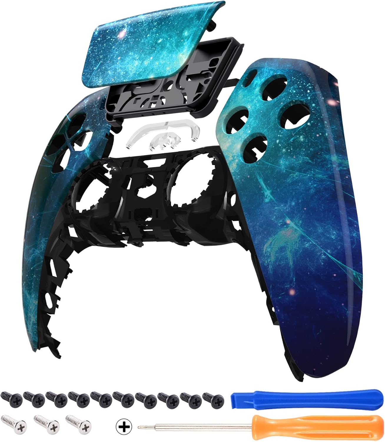Extremerate Nebula Galaxy Touchpad Front Shell Compatible with Ps5 Controller BDM-010 BDM-020 BDM-030 BDM-040 BDM-050, DIY Replacement Shell Custom Touch Pad Cover Compatible with Ps5 Controller