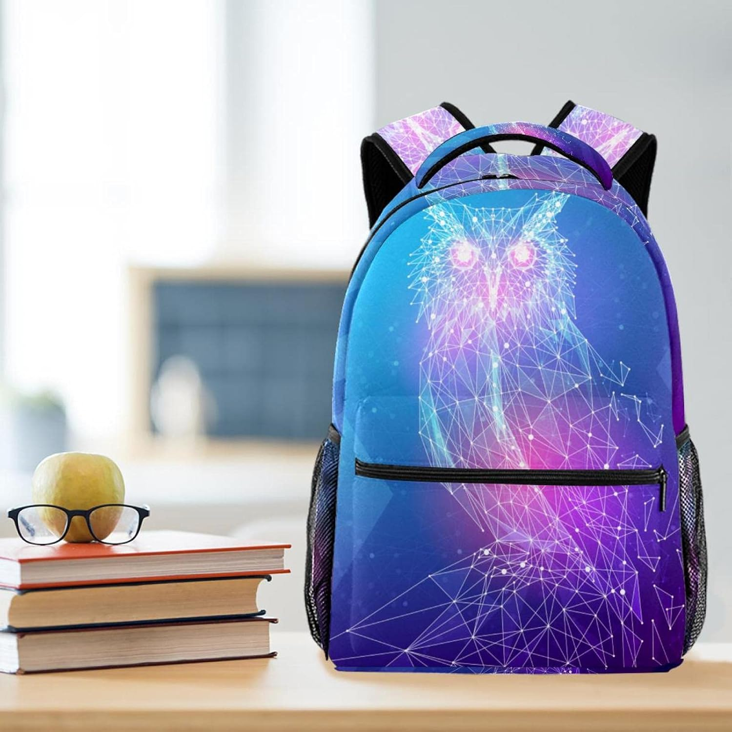 Owl Bird in the Form of a Starry Sky Backpack Students Shoulder Bags Travel Bag College School Tote Backpacks image number 3