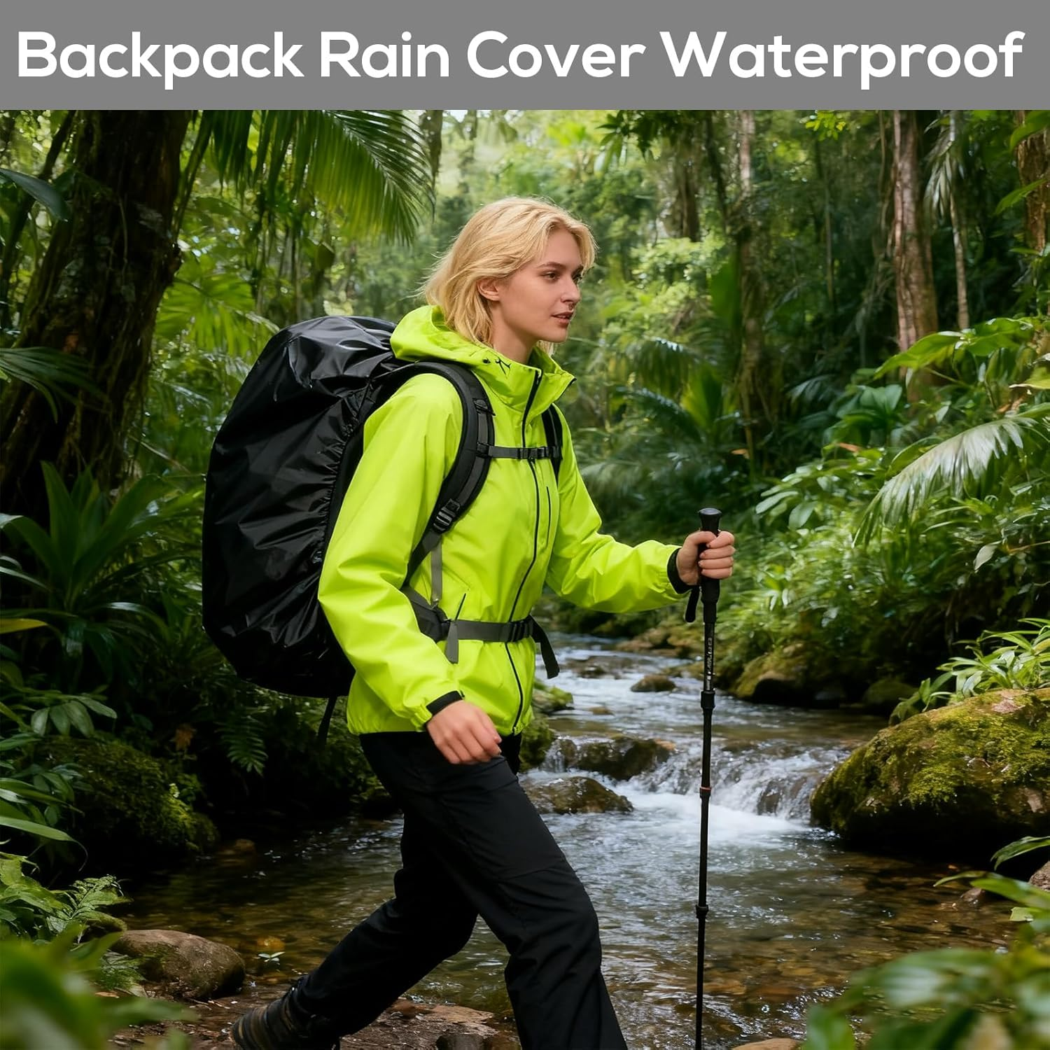 Backpack Rain Cover Outdoor, Waterproof Ultralight Backpack Cover, Portable Rain Cover Anti-Dust, Rain Cover for Outdoor Activities for Camping, Cycling, Traveling (Black)