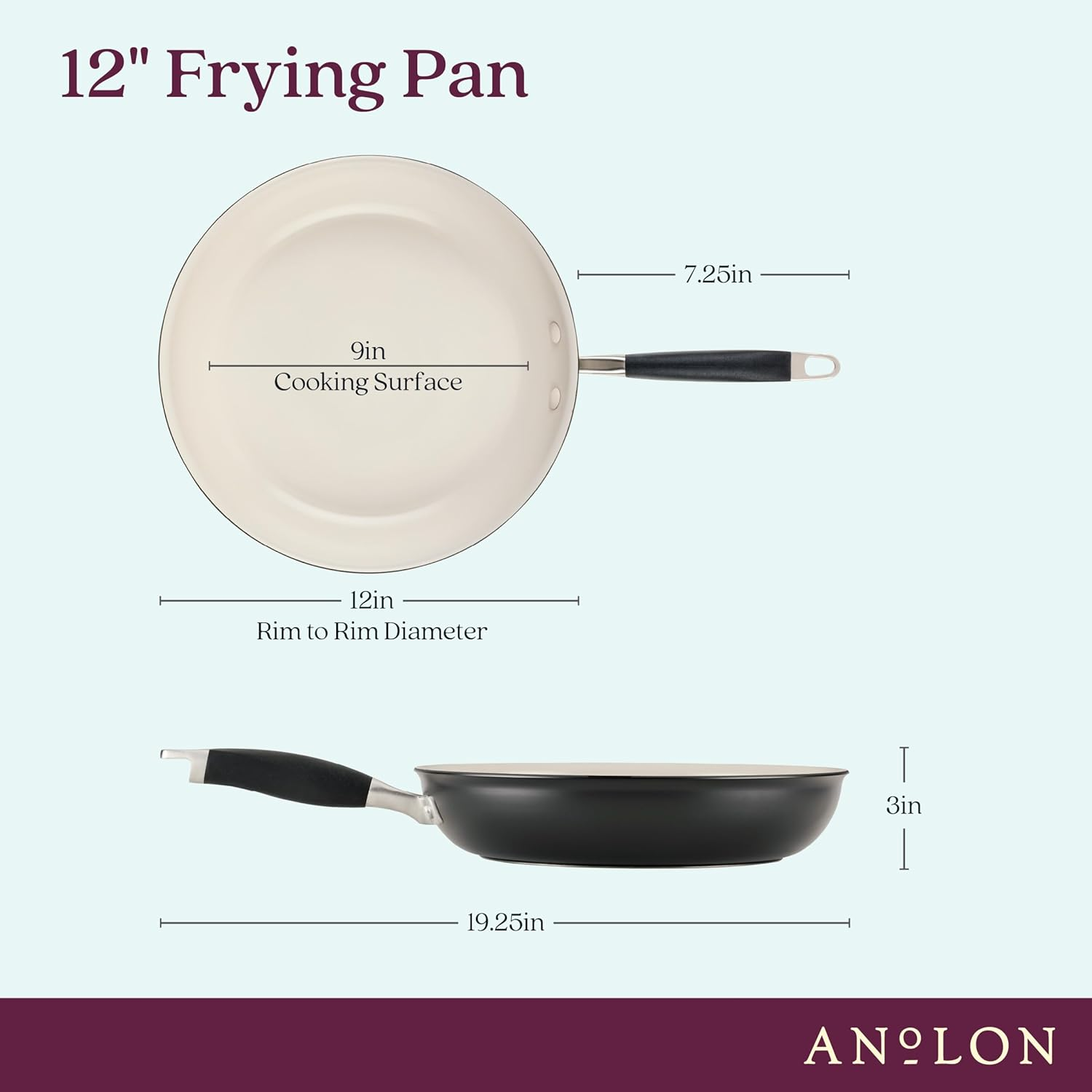 Anolon Advanced Ceramic 30.4 Cm Fry Pan, Nonstick Hard Anodised Skillets, Induction Compatible, Oven & Dishwasher Safe, Ceramic Coating (Black) image number 6