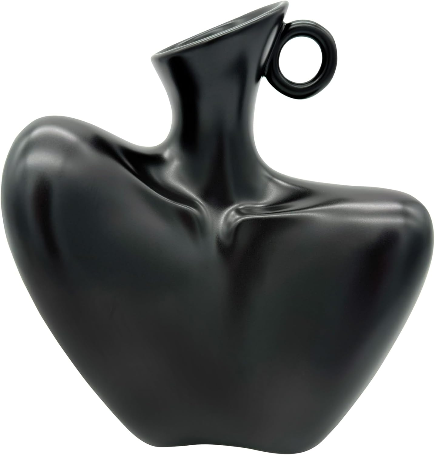 Virellisee Black Vase, 8.2" X7.2, Ceramic Body Art Vase, Suitable for Living Room, TV Stand, Office, Home Decor image number 2