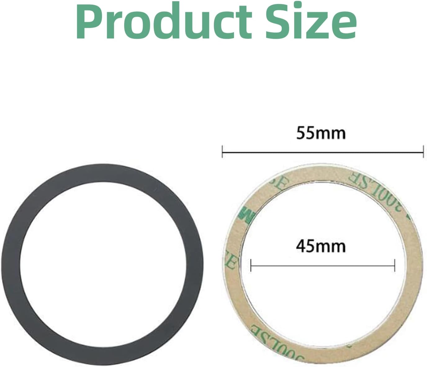 ONBPIY Magnetic Adapter Ring 3Pcs Universal Phone Magnet Sticker Compatible with Iphone Samsung Android for Wireless Charging Car Mount Black image number 5