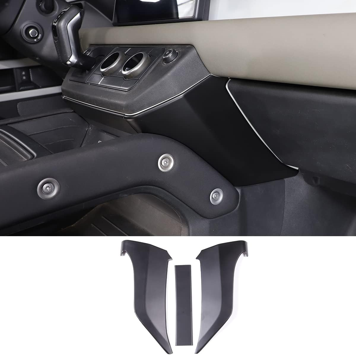 TINKI Auto Center Console Decorative Panel Compatible for Land Rover Defender 90 110 130 2020 2021 2022 2023 Car Indoor Decoration Cover Trim Interior Accessories (Style 1, Matte Black) image number 6
