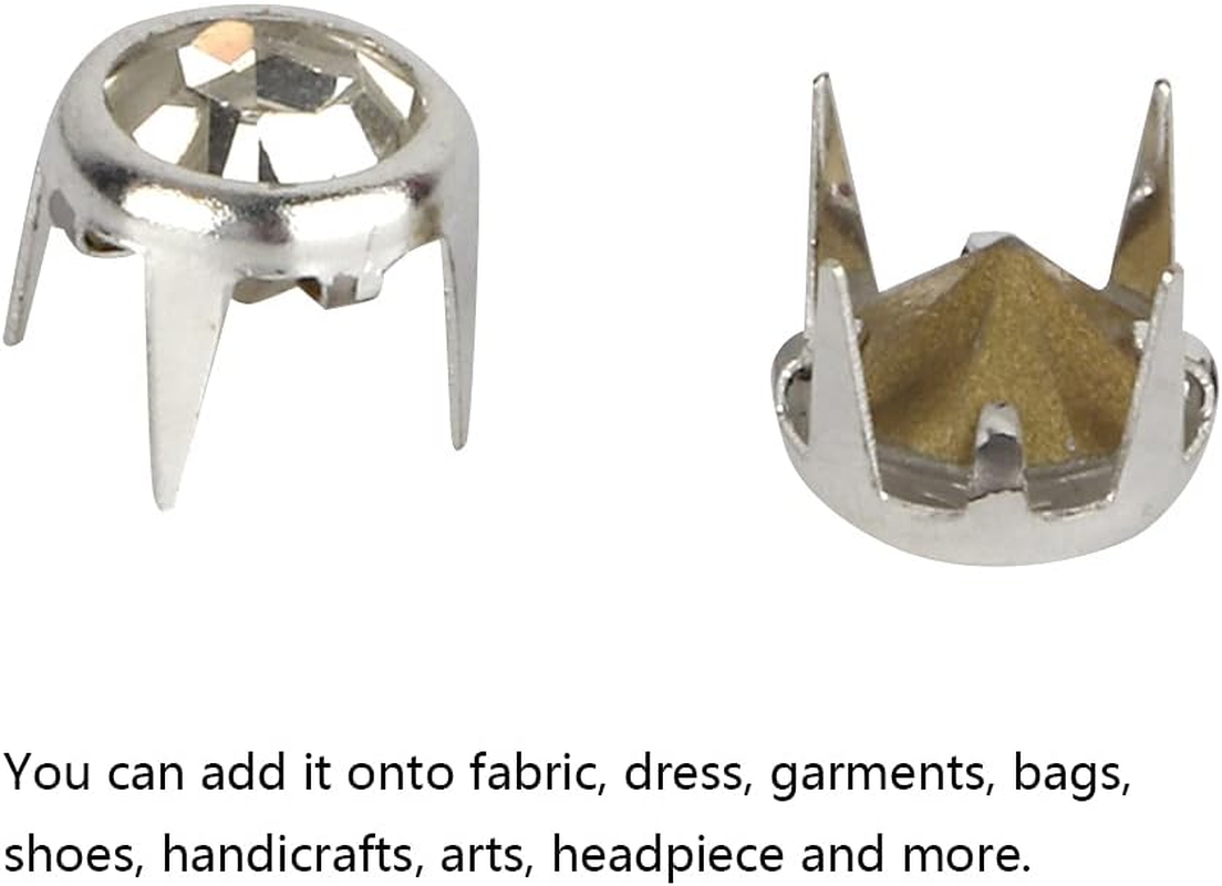 Glitter Rivets for Textiles, Glitter Rivets, Rhinestones with Claws, Rhinestone Nailhead, Pack of 50, 7 Mm Diy Silver round Claw, A-Grade, Rhinestones, Rhinestone Claw, Beads, Nail Head Rivets for Artificial Hand