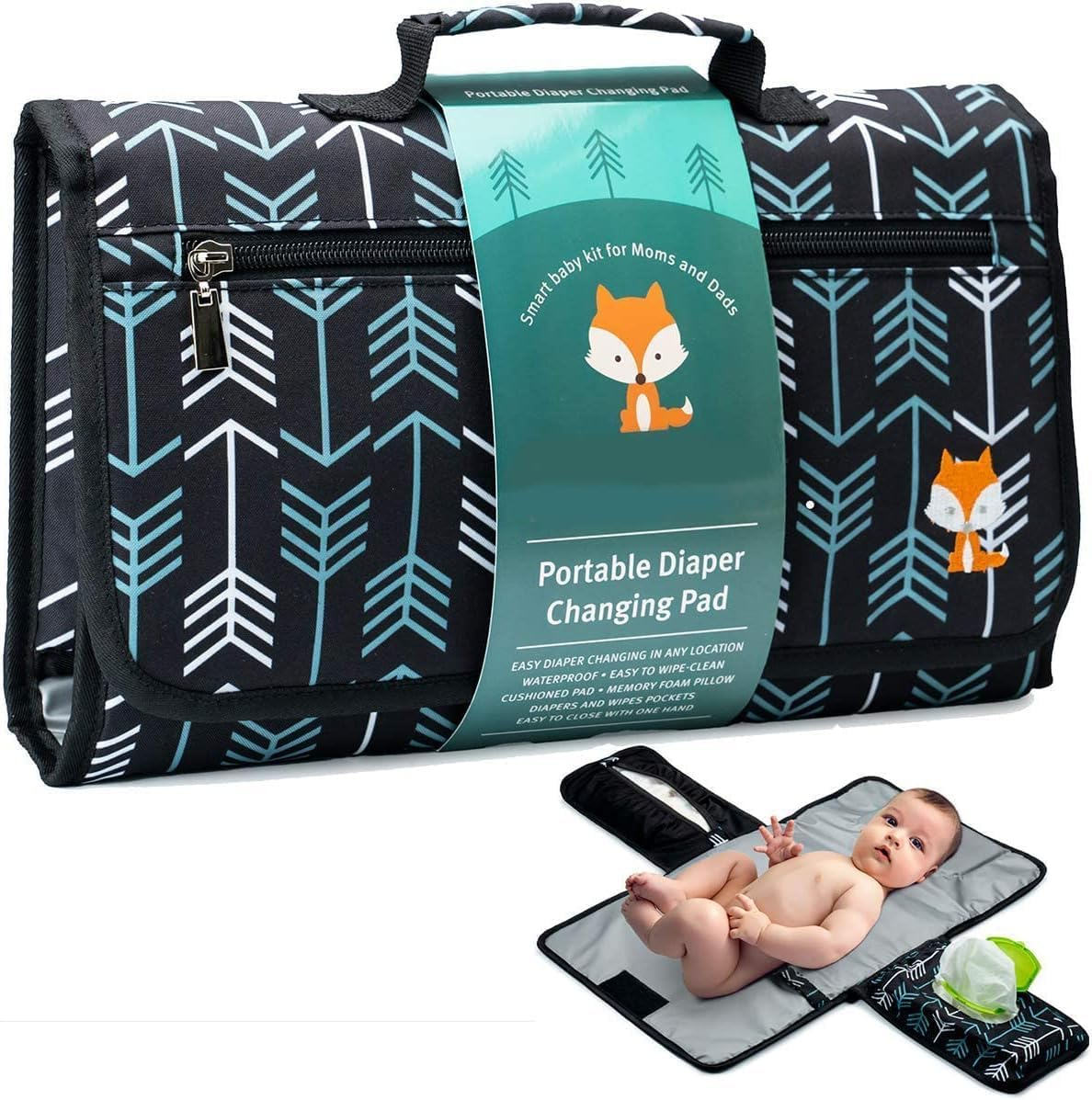 Baby Changing Pad,Portable Changing Pad for Baby Diaper Bag or Changing Table Pad,One-Hand Diaper Change Pad,Baby Shower Gifts, Newborn Baby Essentials, Unisex Baby Stuff image number 5