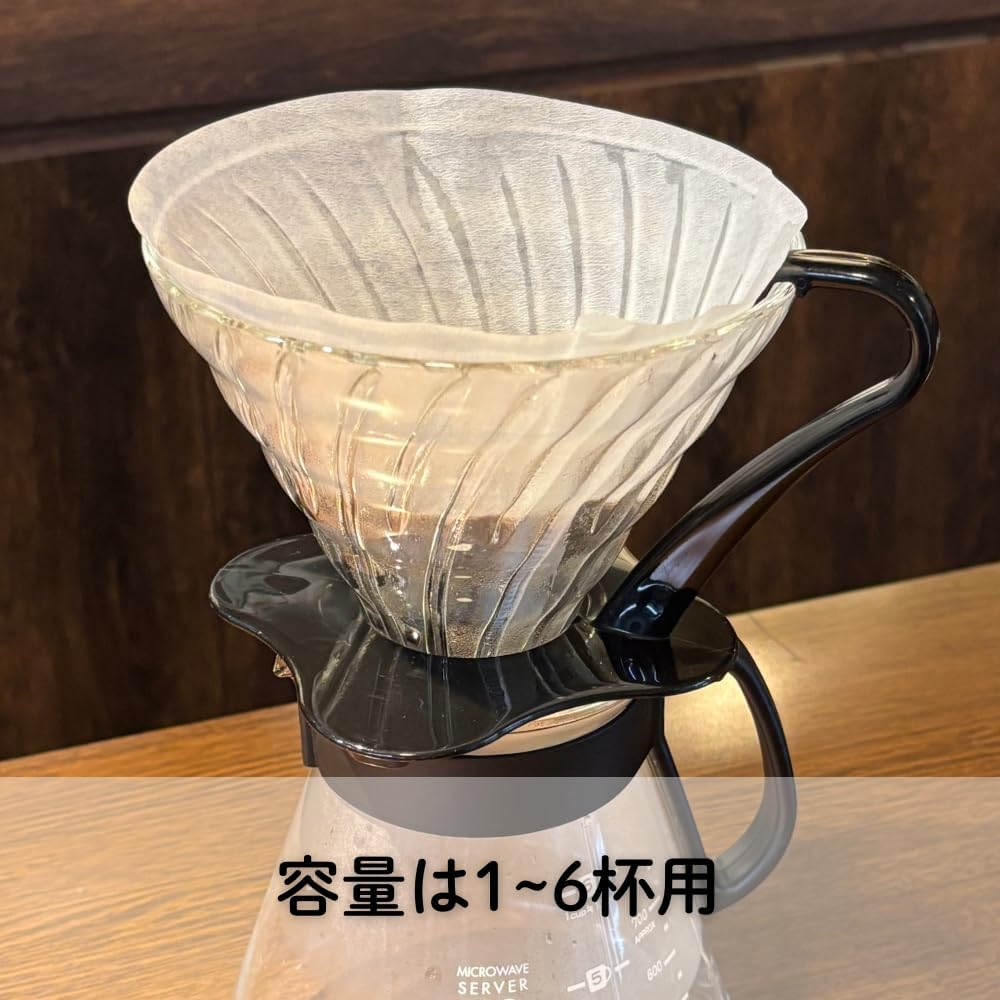 HARIO VDGN-03-B V60 Heat-Resistant Glass Transmission Dripper 03, for 1-6 Cups, Black, Made in Japan image number 1