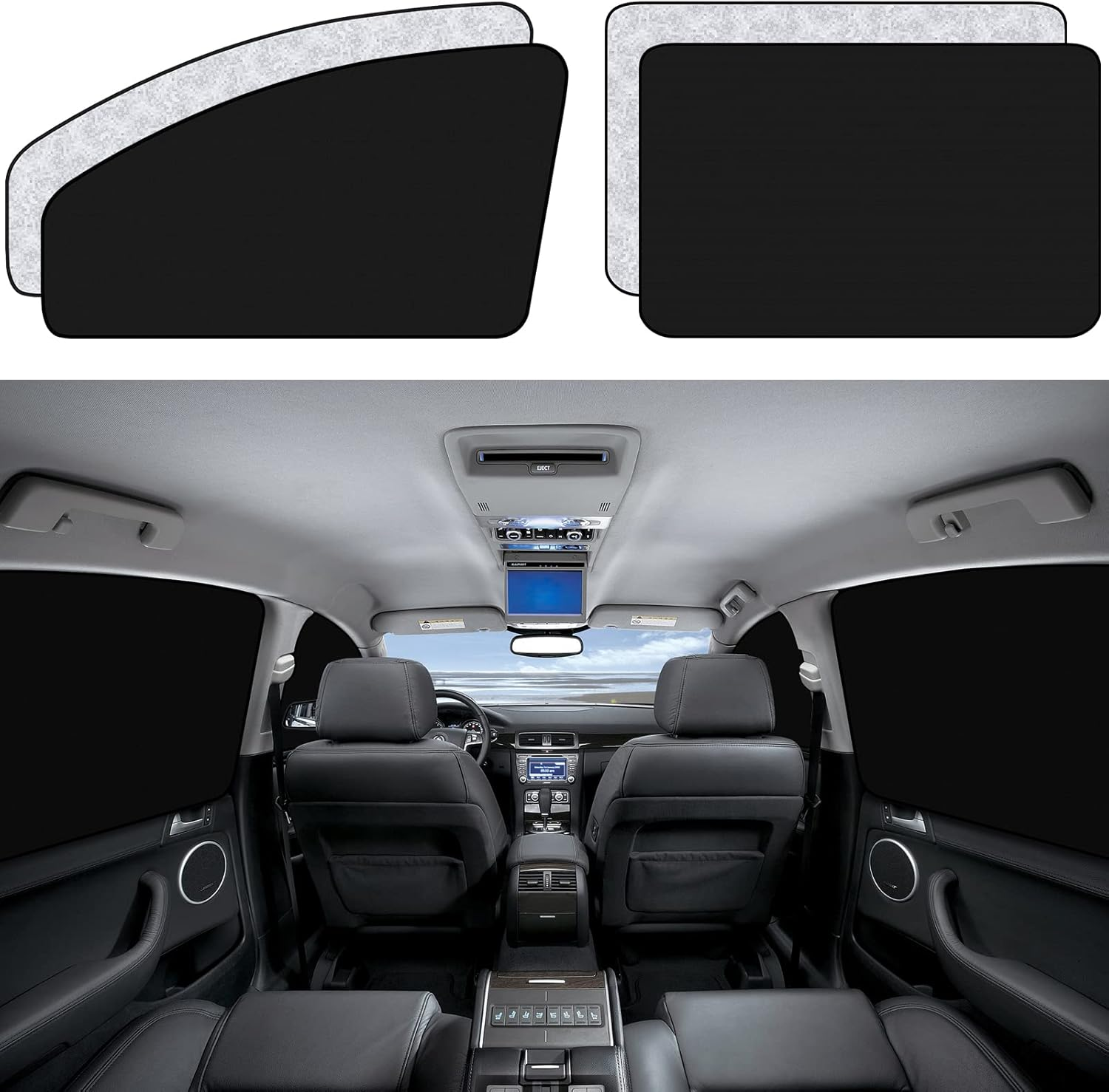 ZATOOTO Car Side Window Sun Shade - 2 Pcs Grey Magnetic Privacy Sunshades - Curtain Keeps Cooler Screen for Baby Sleeping