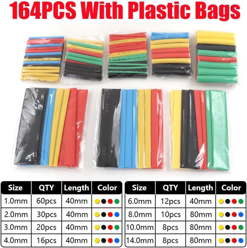 Mini Heat Gun for Epoxy Resin, 300W 220V Portable Handheld Heat Air Gun with 164 Pcs Heat Shrink Tubes for DIY Crafts Embossing, Shrink Wrapping, Drying Paint, Clay, Rubber Stamp Heat Tools (Black) image number 1