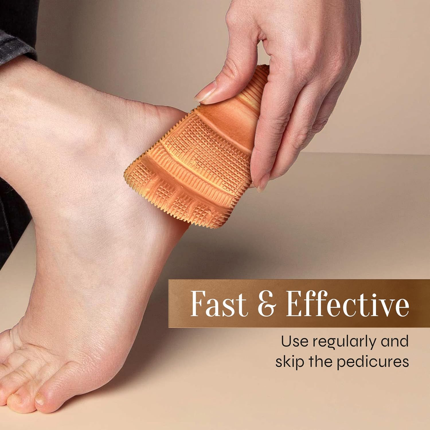 Fac&oacute;n Pumice Stone for Feet Callus Remover - Terra-Cotta Foot Scrubber with 2 Sides, 100% Pure Natural Foot Pumice Stone, Pedicure Pumice Stone Scrubber, Foot Exfoliator, Removes Calluses & Dead Skin image number 3