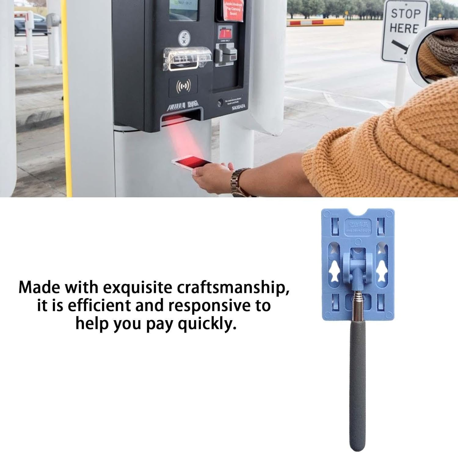 Parking Toll Reacher - Contactless Parking Toll Paying Rod | Telescopic Card Holder Rod for Car Parking Payment | Easy to Use Car Parking Payment Stick | Helpful for Paying Car Parking Toll image number 1