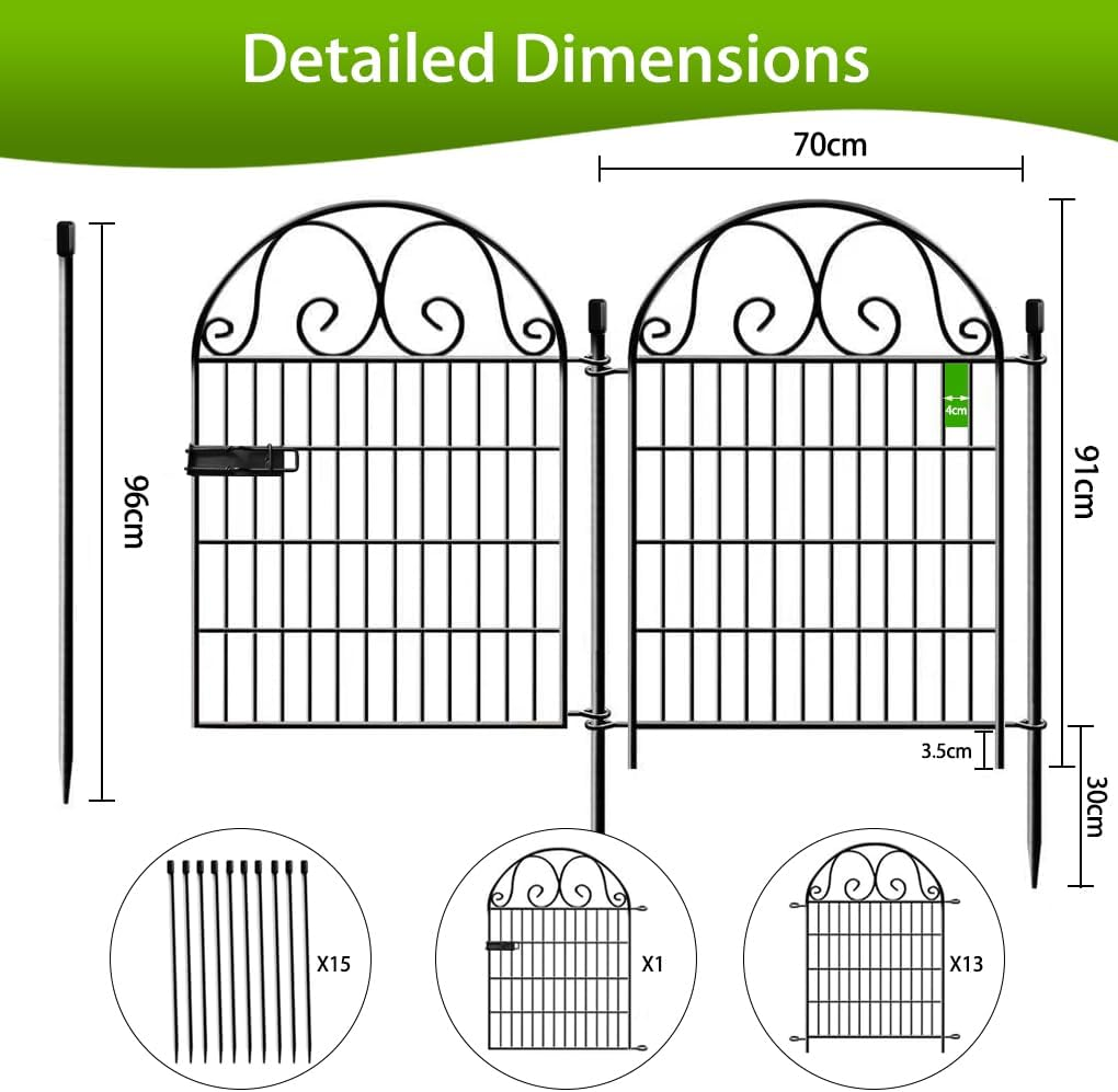 Springup Garden Animal Barrier Fence 13 Panels with 1 Gate, 91Cm(H) &times;70Cm(W) Dog Digging Tall Fence Barrier, Heavy Duty Metal Temporary Fences, Reusable Defense Fencing for Outdoor Yard image number 1