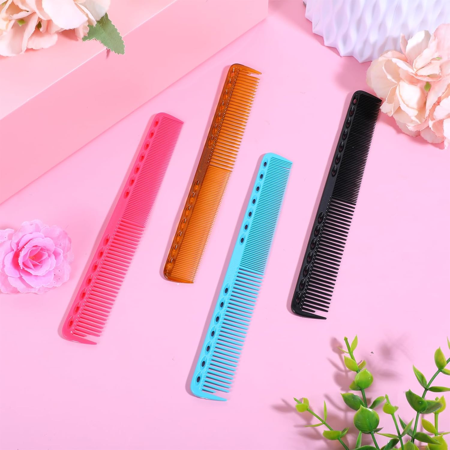 4 Pieces Carbon Comb, Hair Cutting Comb, Antistatic Hairdressing Comb, Shatterproof Professional Hair Comb Styling Comb for Hairdressers, Heat Resistant Hair Comb for Men, Women, Home, Salon, Hair image number 5
