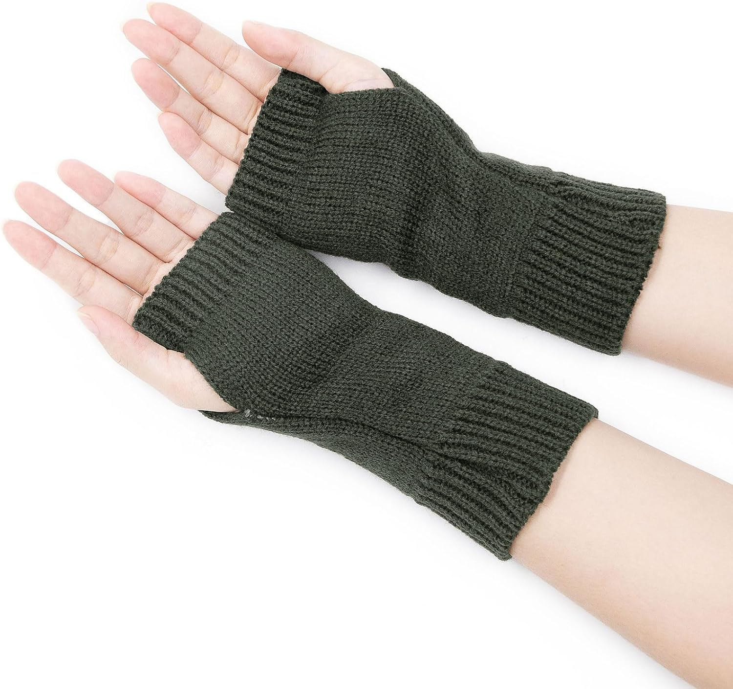 YAMEIZE Fingerless Star Printed Knitted Gloves - Wrist Warmers Mittens Knitted Gloves for Women Men Typing - Coffee image number 6