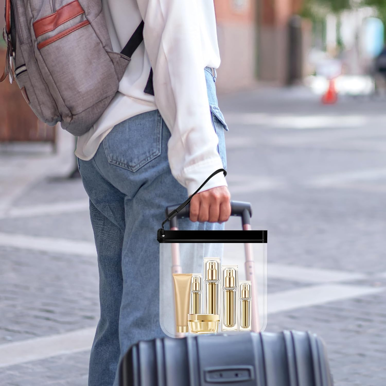 Ozessence 6 Pcs Clear Travel Toiletry Bag, 20 X 20Cm Airport Airline Compliant Transparent Waterproof Travel Bag for Storage Passport Jewelry Food Cosmetics Documents and Data Cables image number 4