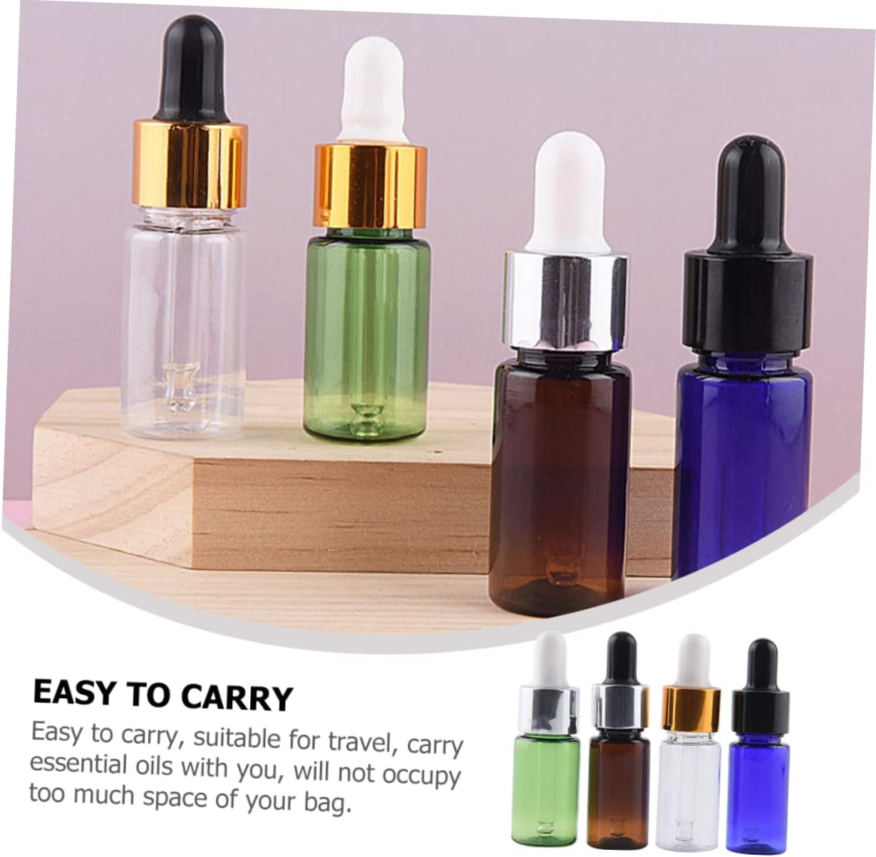 Gatuida 4Pcs Essential Oil Dropper Bottles Travel Friendly Empty Plastic Containers for Essential Oils Safe Durable Design Convenient for Travel and Daily Use (Random Color) image number 1