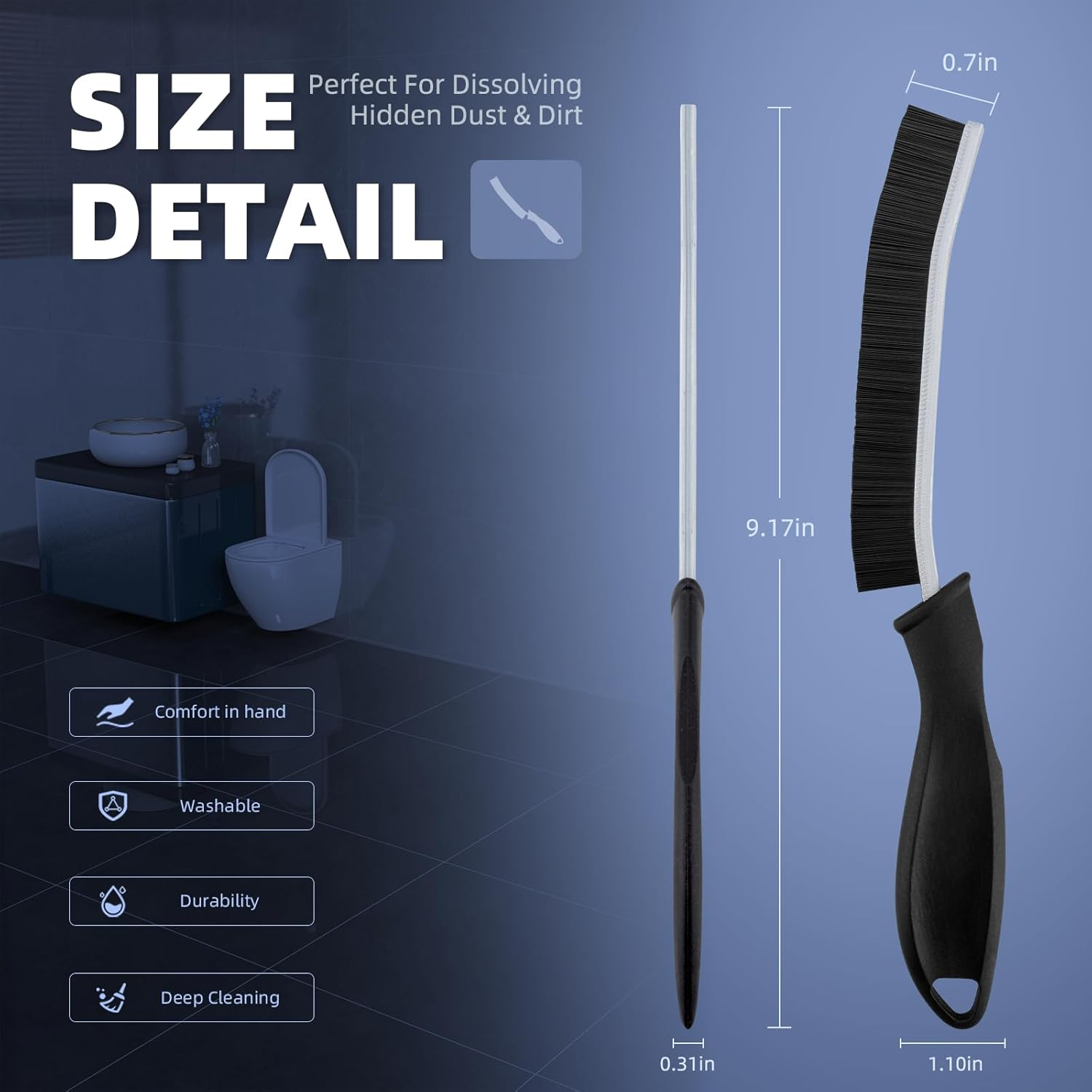 Cleangor Crevice Cleaning Brushes, Cleaner Scrub Brush Tool for Hard to Reach Tight Space, Home Essentials, Cleaning Supplies for Shower, Bathroom, Kitchen, Toilet, Window image number 1