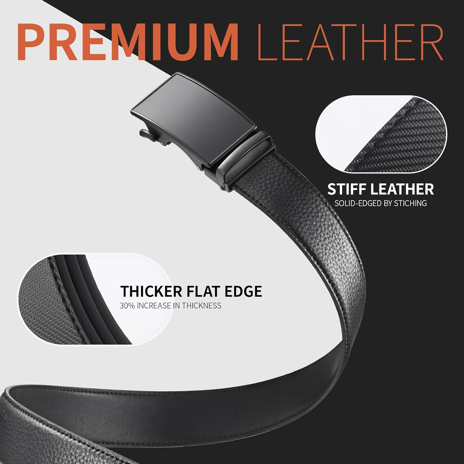 Zitahli Mens Belt Leather 2 Pack - Ratchet Belt for Men Dress Pant Shirt Oxfords,Micro Adjustable Brown Belt,Trim to Fit image number 6