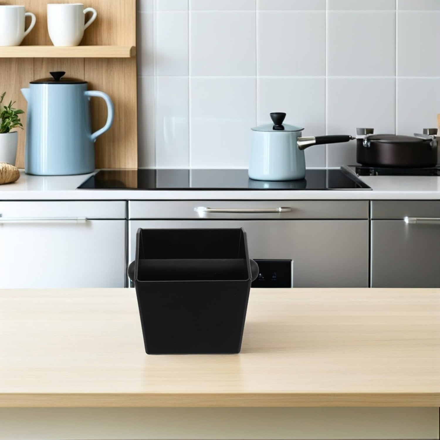 OFFSCH Coffee Ground Container Espresso Knock Bin Espresso Grounds Holder Coffee Knock Bin Black