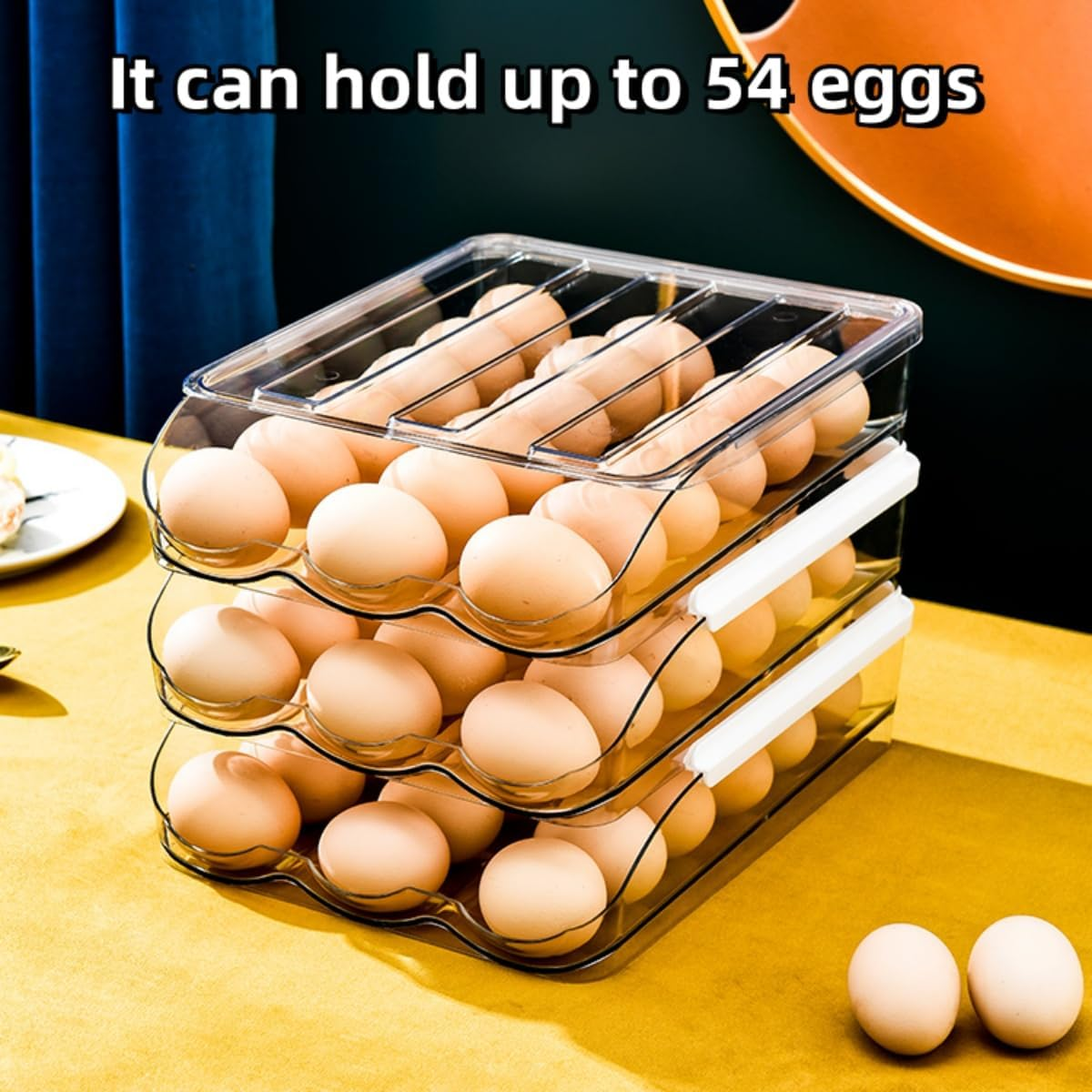 Egg Holder for Fridge, Egg Organizer for Refrigerator, Automatic Rolling Egg Container, Egg Storage Container Organizer, Clear Plastic Egg Tray, Egg Dispenser, Egg Rack (Double-Layers) image number 1