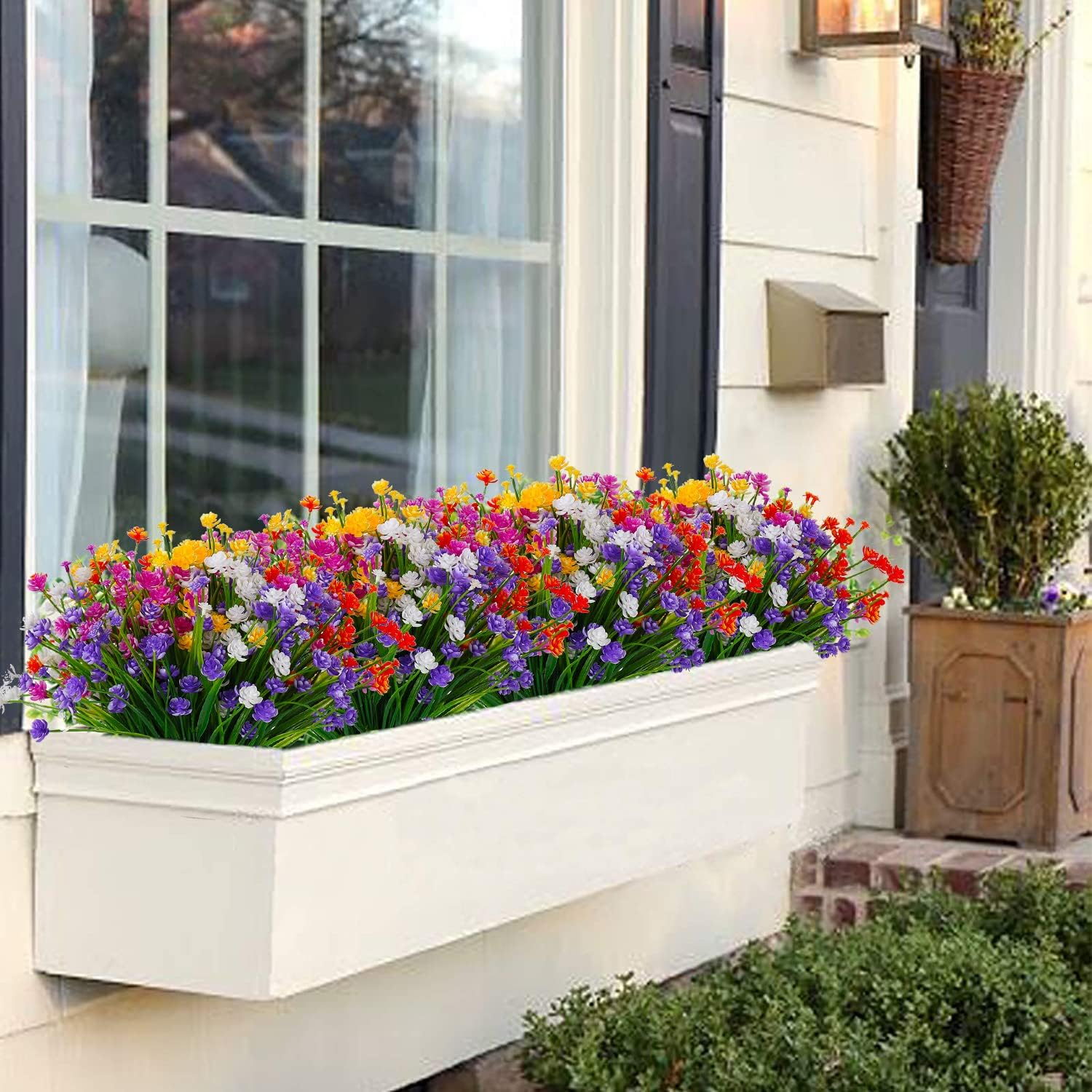 Artificial Flowers for Outdoors UV Resistant Fake Flowers Greenery Shrubs Plants for Hanging Planter Porch Patio Window Box Decoration 10 PCS(5 Colors) - Pink image number 4