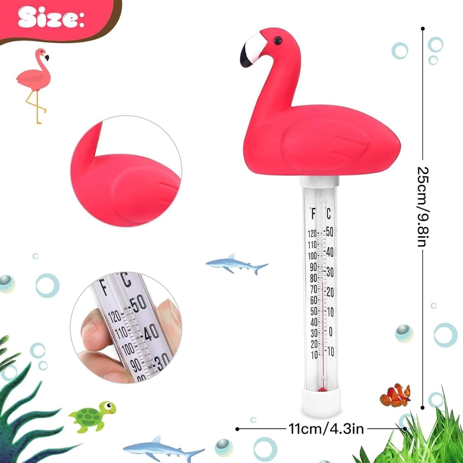 Pool Thermometer Floating Easy Read, Digital Bath Thermometer, Pool Water Temperature Gauge Thermometer for Swimming Pools, Ice Baths, Hot Tubs, Cold Tubs, Ponds and Spas - B image number 6