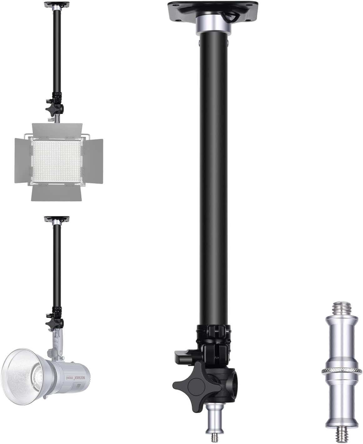 Neewer Wall Mounting Boom Arm 15-23.6 Inches/38-60 Centimeters Adjustable Length with 1/4 Inch to 3/8 Inch Universal Adapter for Photo Studio Video Light, Monolights Photography image number 3