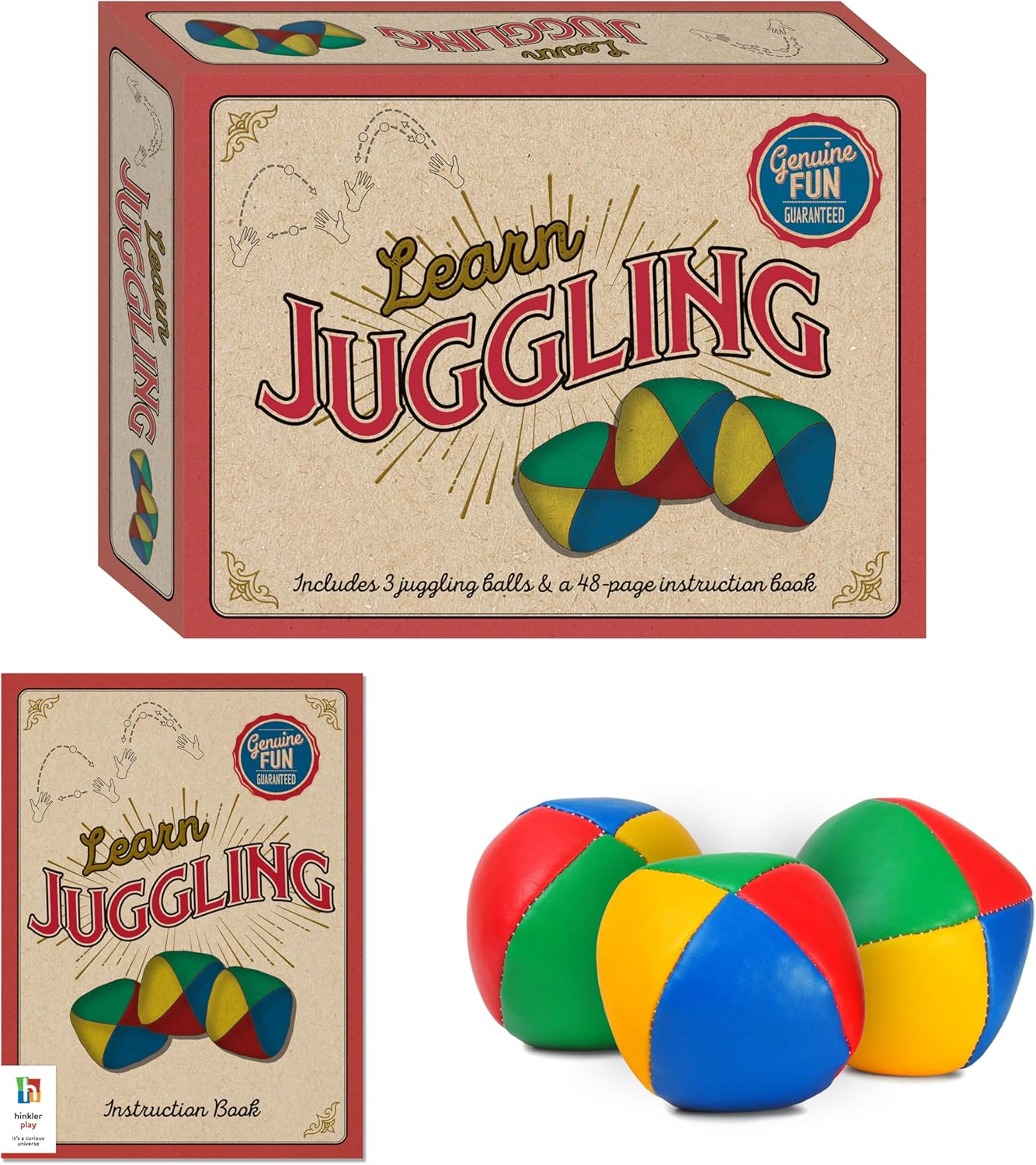 Learn Juggling - Retro Box Set with Instruction Book and Three Quality Juggling Balls image number 1