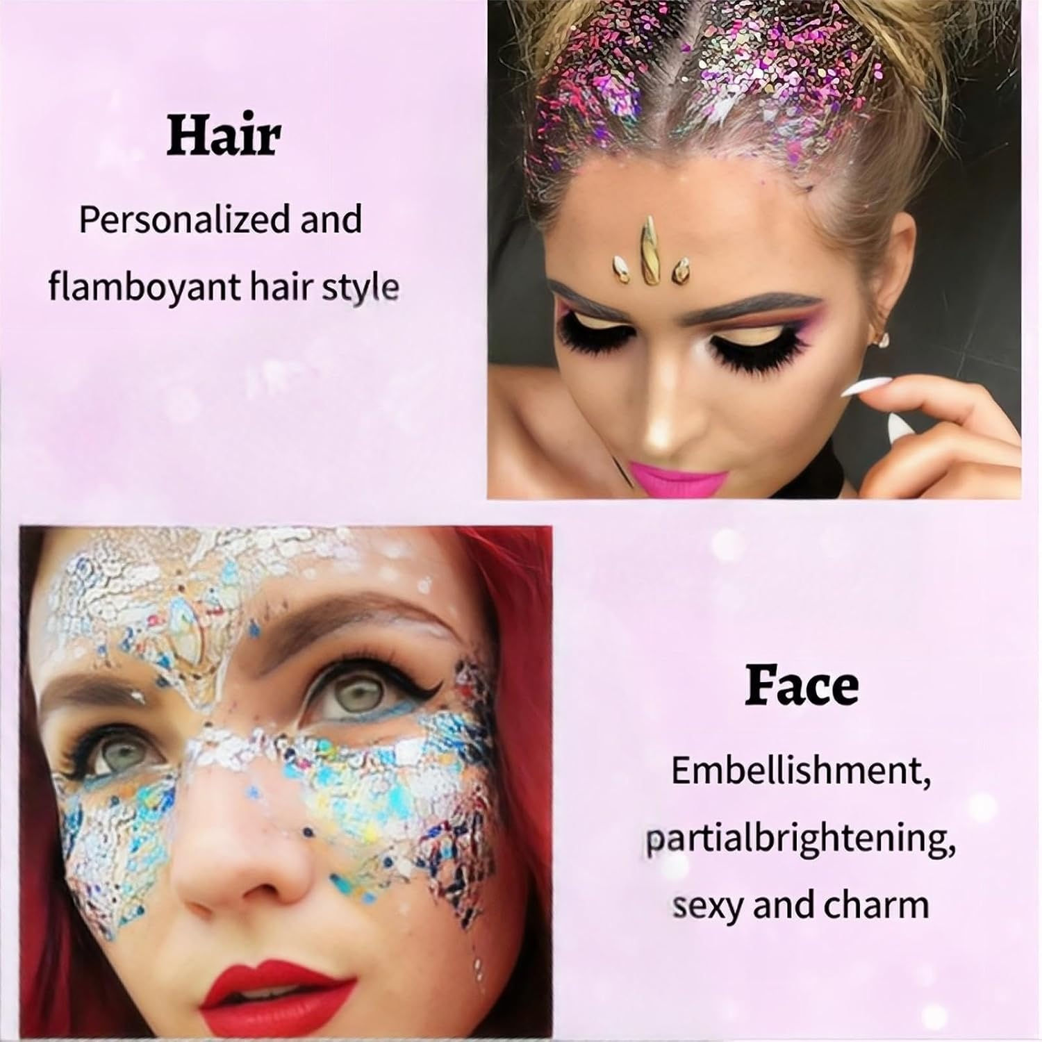 Fantasyday 8 Color Body Glitter,Face Glitter Gel,Hair Glitter,Self Adhesive Glitter Gel,Chunky Glitter Festival Accessories,Cosmetic Glitter Makeup image number 1