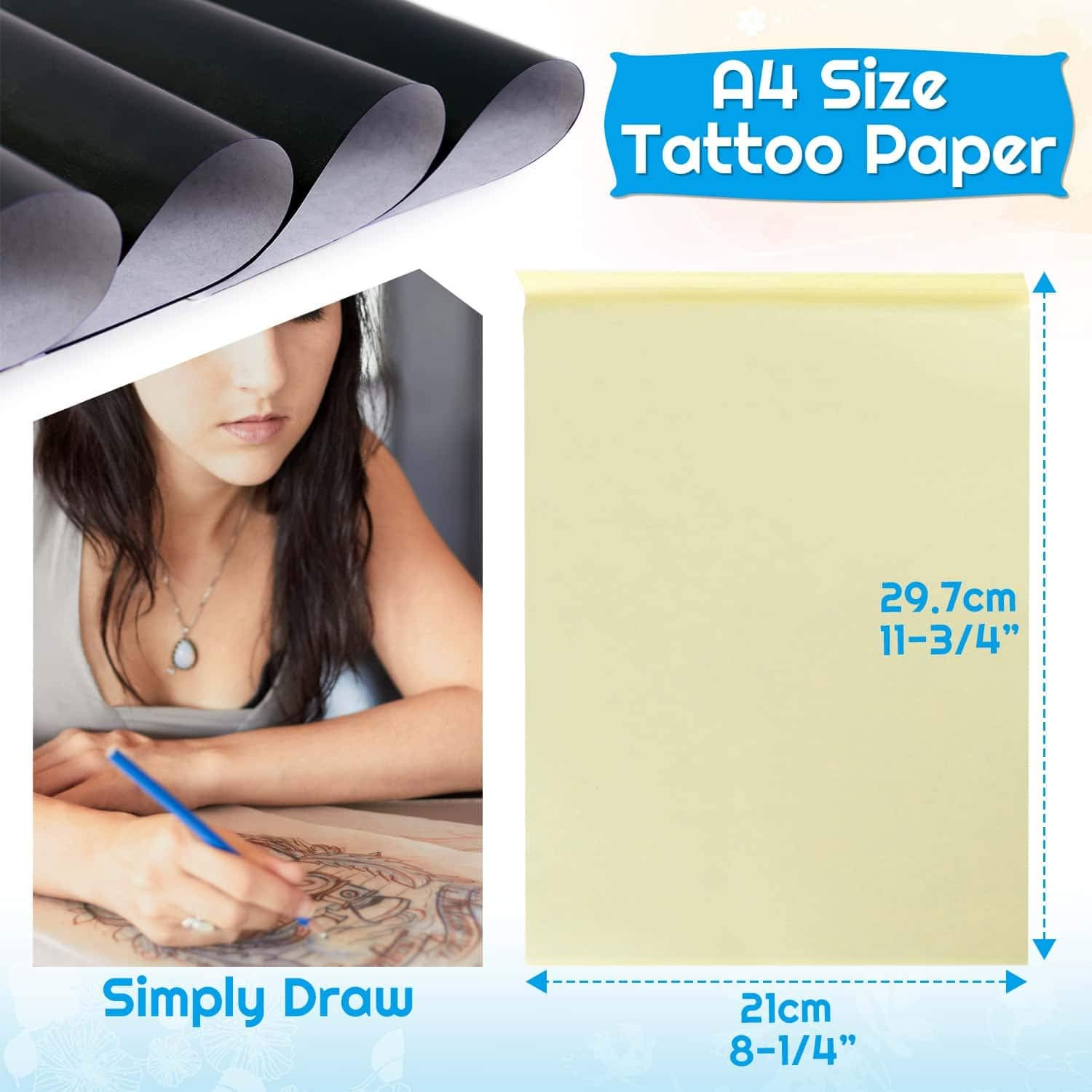 Audab Tattoo Transfer Paper, 38 Sheets Stencil Paper for Tattooing, 8 1/4 X 11 3/4 image number 4