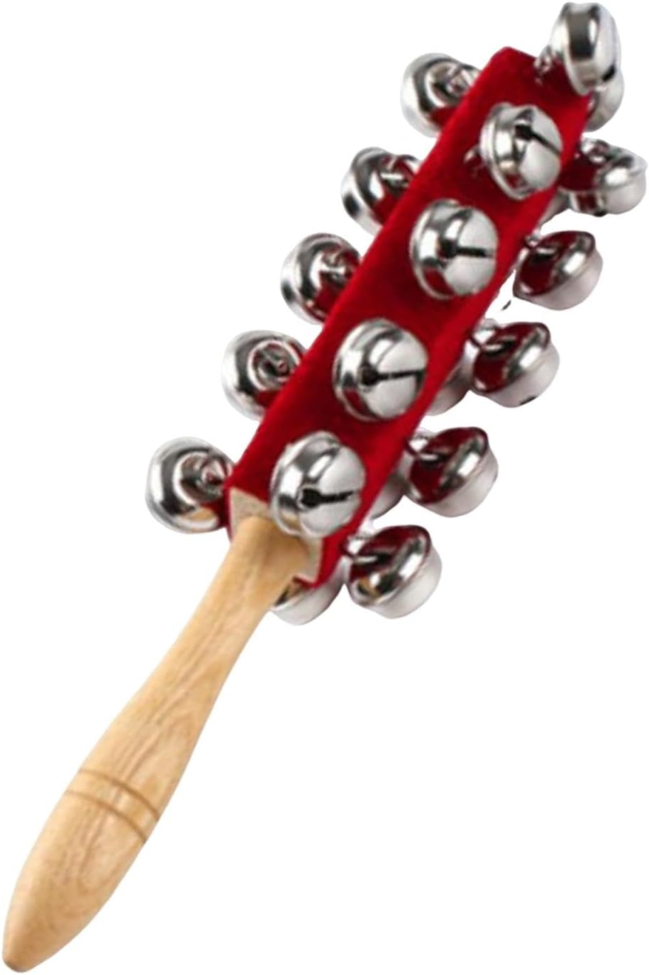Hand Jingle Bells - Children Wooden Hand Instrument Jingle Bell - Wooden Handle Sleigh Bell Christmas Stick Jingle Shaker Rattles Percussion Musical Bell Instruments Red image number 4