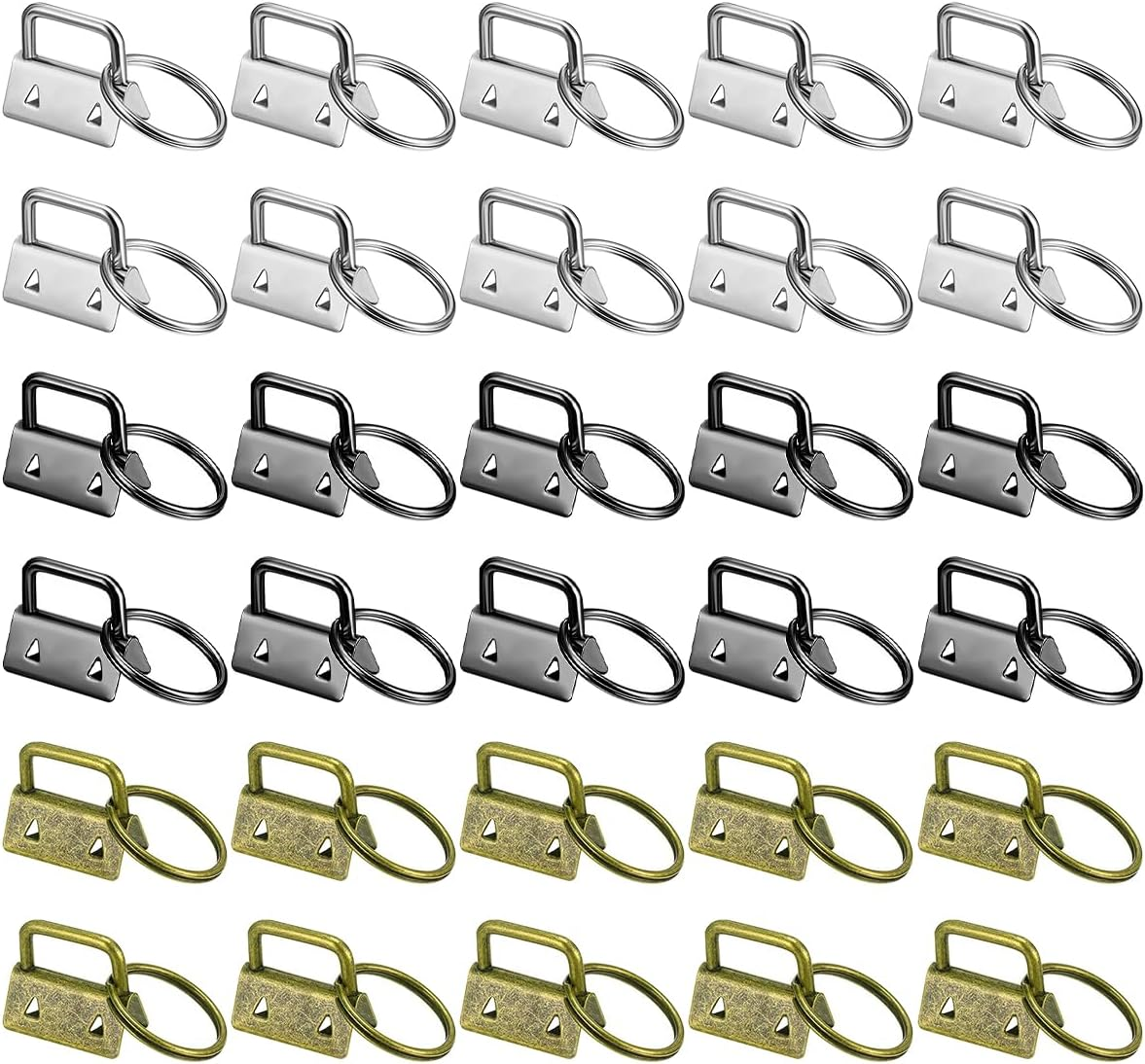 Hardware Key Fob, 30 PCS Metal Tail Clip Key Rings Sets for Keychain, Lanyard, Chain Making Supplies (3 Colors) image number 1