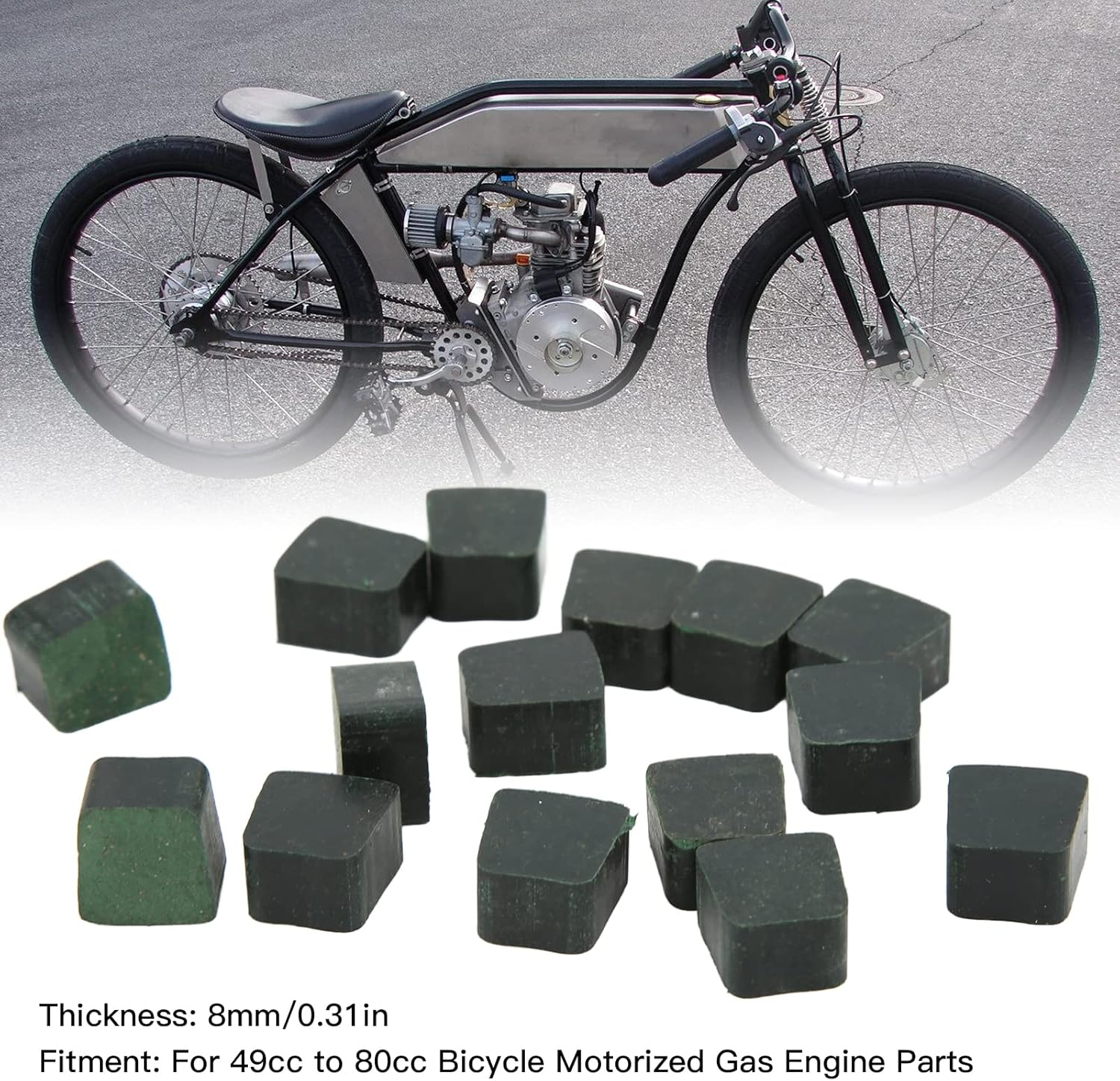 15Pcs Motorized Pads, ABS Square Shape Green Engine Pads Replacement for to Motorized Bike Gas Engine Parts image number 2