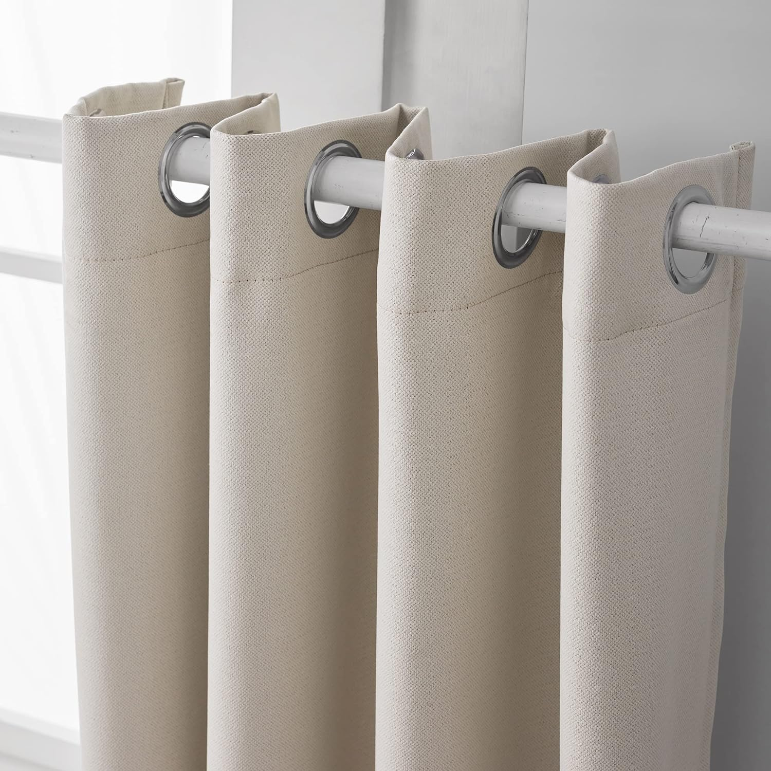 13Ft Luxury Faux Linen Blackout Extra Long Curtain with Grommet,Ivory 156 Inch Long 1 Panel,Room Darkening Solid Color Drapery for 2 Story House,Tall Window,High Ceiling. image number 5