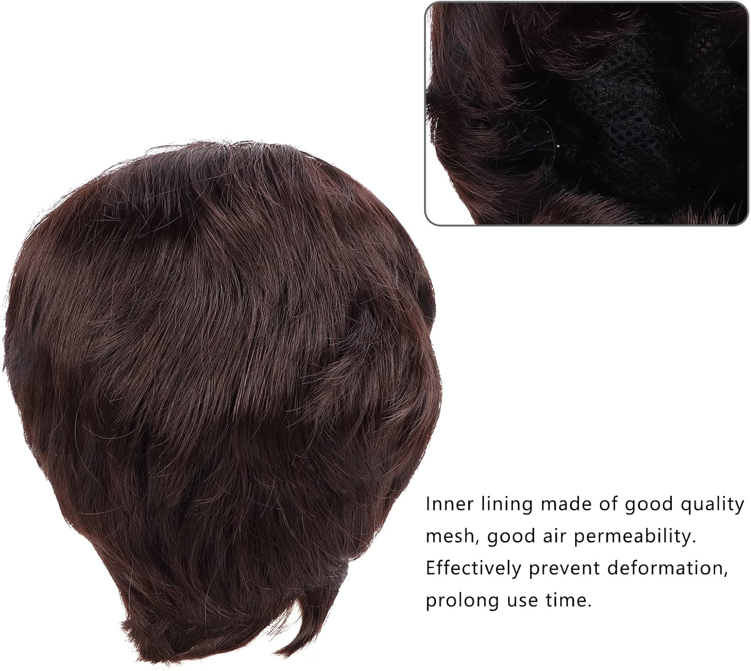Short Brown Wigs for Men, Mens Dark Brown Wig Short Men Wig Curly Men'S Wig with Side Swept Bangs Synthetic Full Wig for Male Daily Party Costume Cosplay Wear, Hair Replacement image number 4
