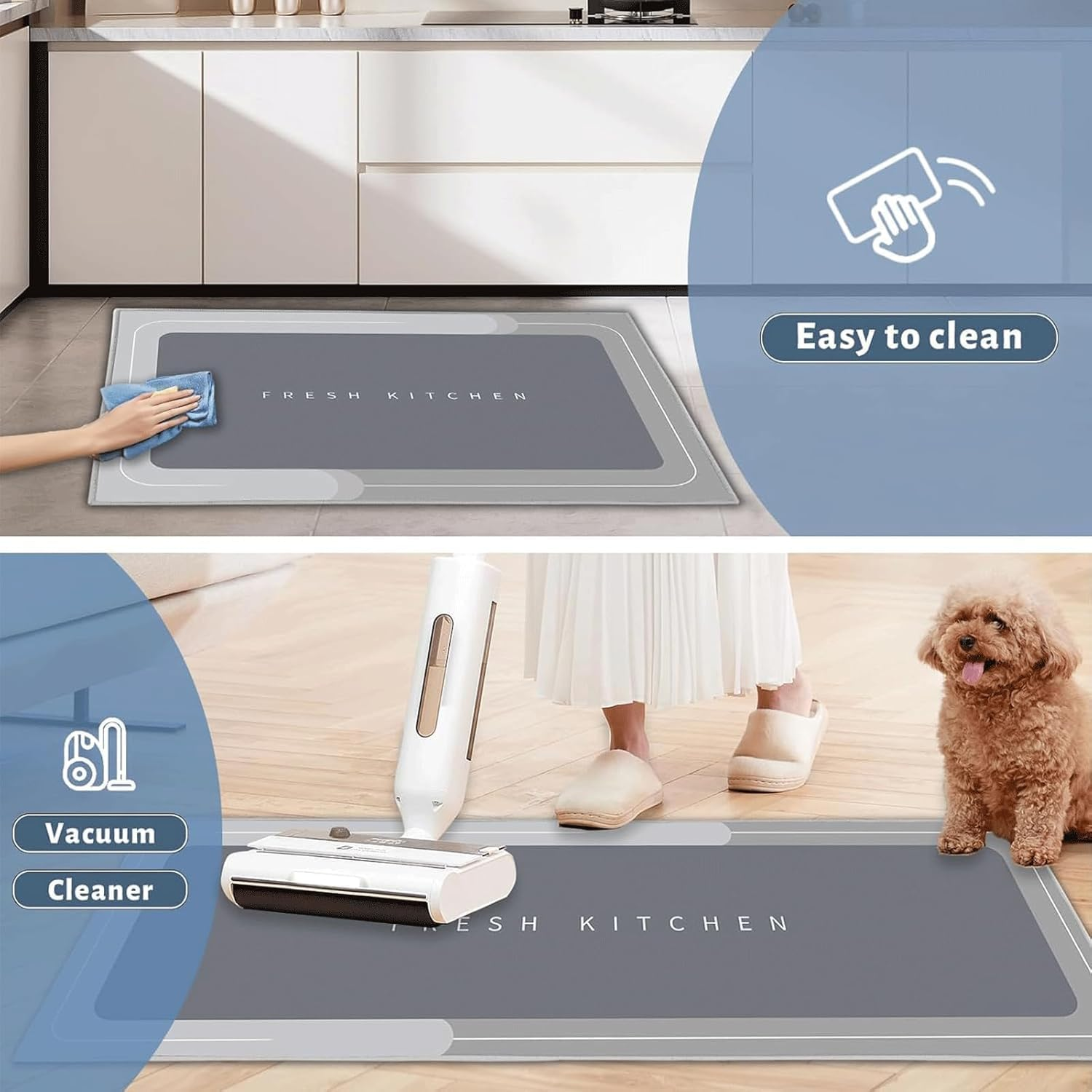 Kitchen Rug Set 2 Piece Non Slip and anti Fatigue Kitchen Mat, Washable Mats and Rugs for Kitchen,Hallway Runner Set, Dining Room, Entryway and Home Decoration Office image number 3