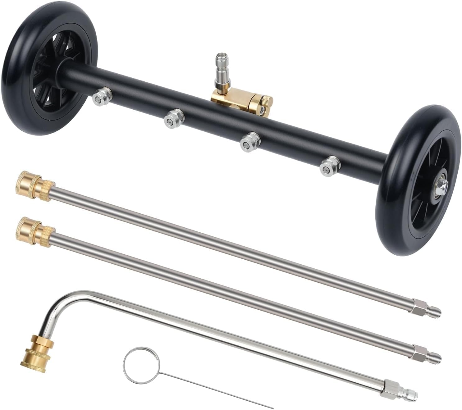 Advwin 2-In-1 Pressure Washer Undercarriage Cleaner, Universal 16" Surface Cleaner, Car Chassis Underbody Water Broom Attachment with 3 Extension Wand, 1/4" Connector, 4000 PSI image number 5