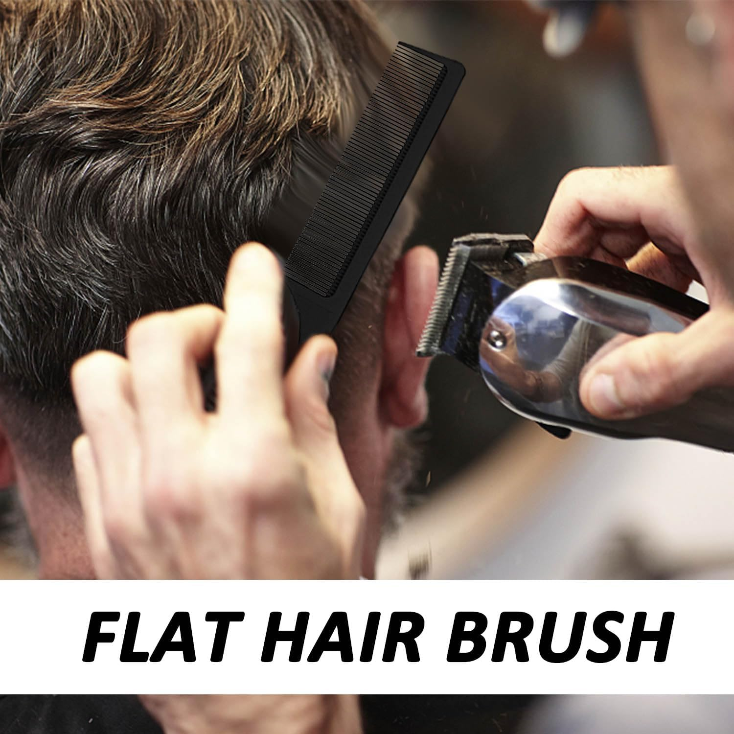 1 X Natural Wooden Bamboo Hair Brush with 1 X Tail Hair Comb, Anti-Static Smoothing Curly Hair Brush, Air Cushion Massage Brush, Flat Hair Brush for Men, Women, Children Hair Growth image number 4